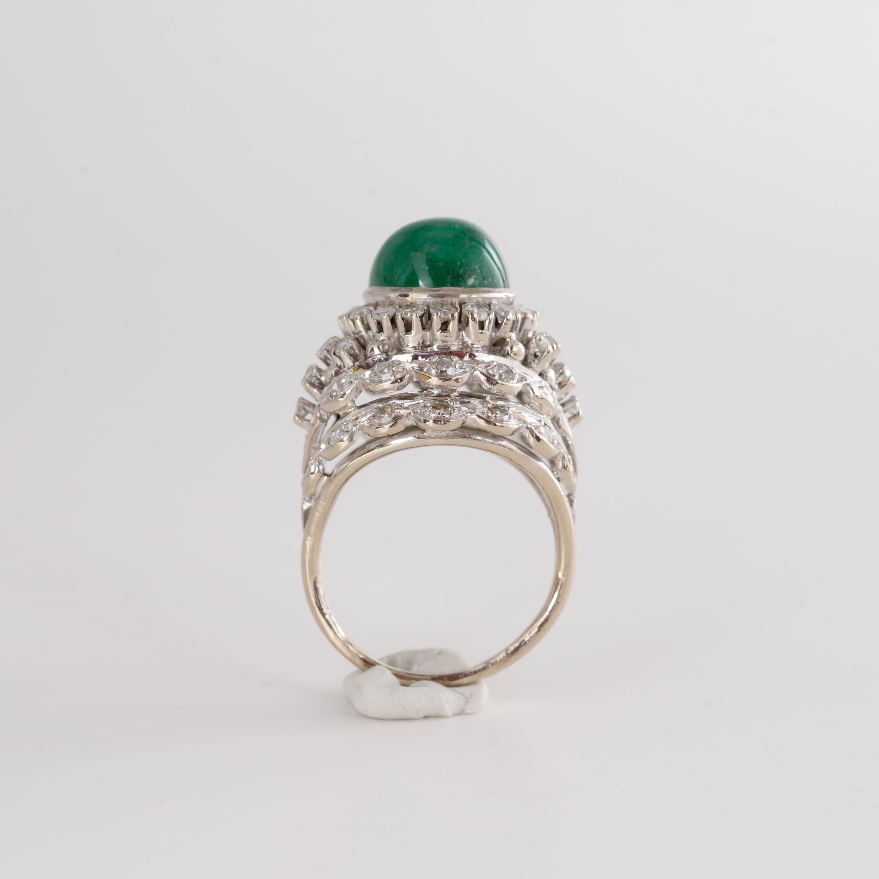 Emerald Ring with Diamonds Retro Era 5