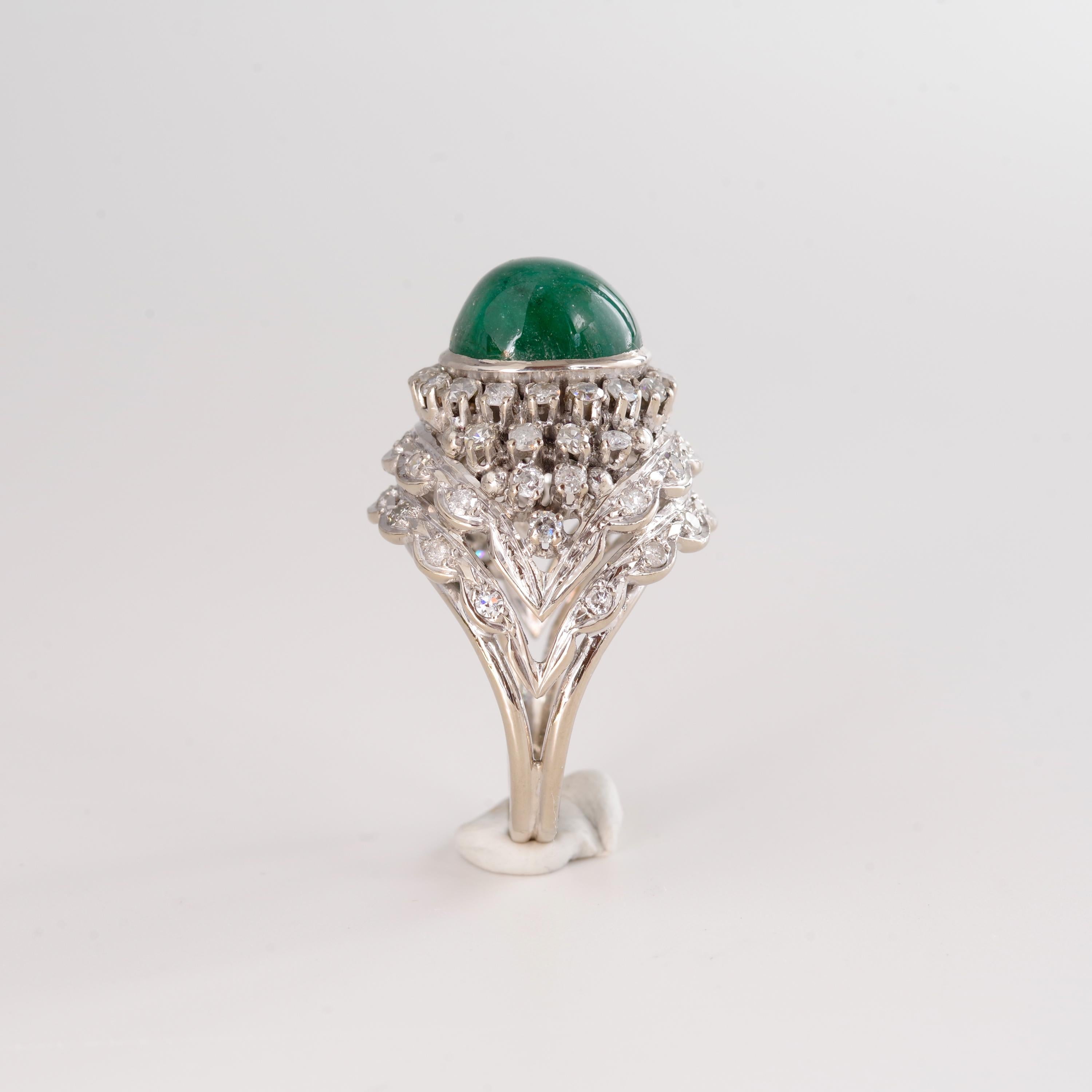 Emerald Ring with Diamonds Retro Era 4