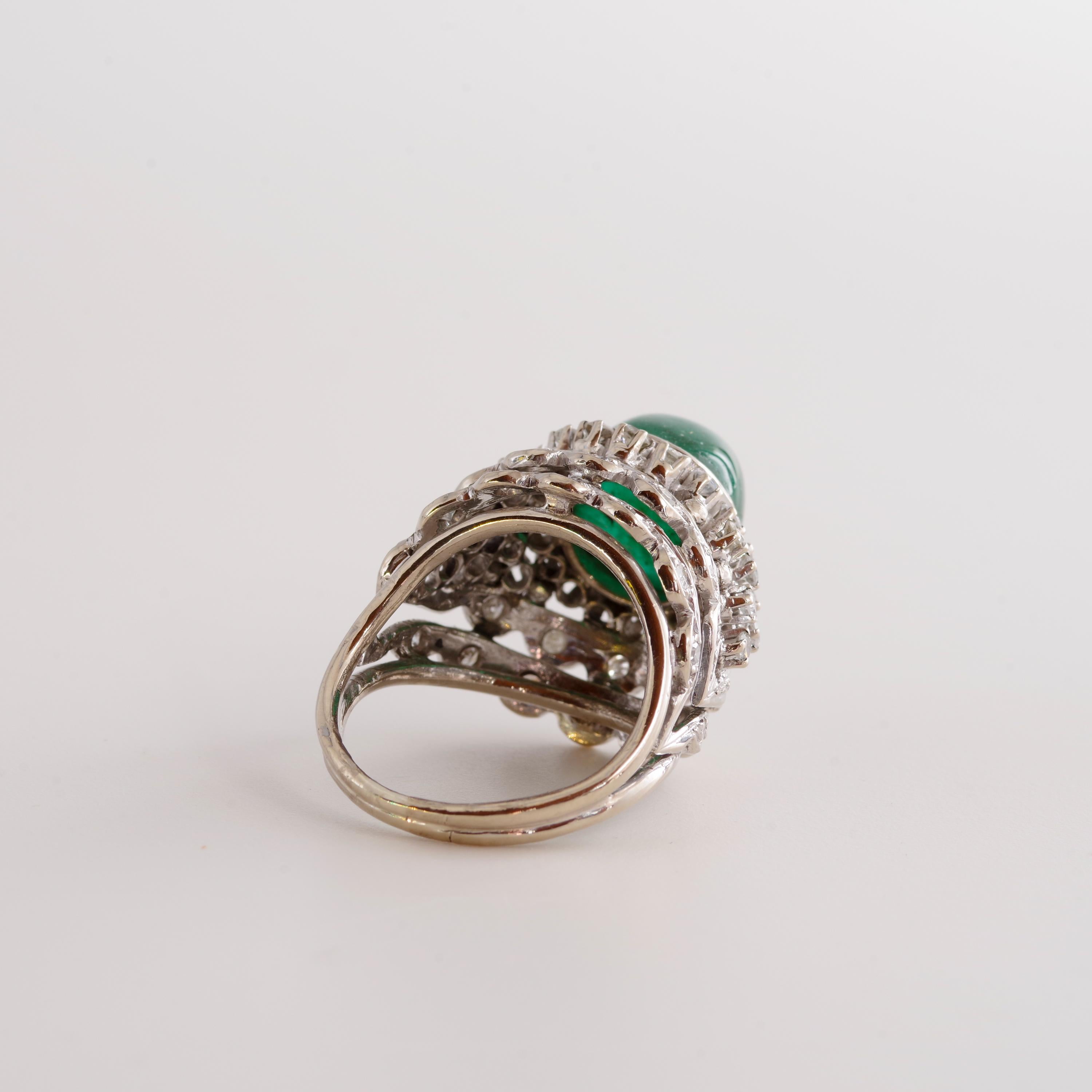 Emerald Ring with Diamonds Retro Era 6