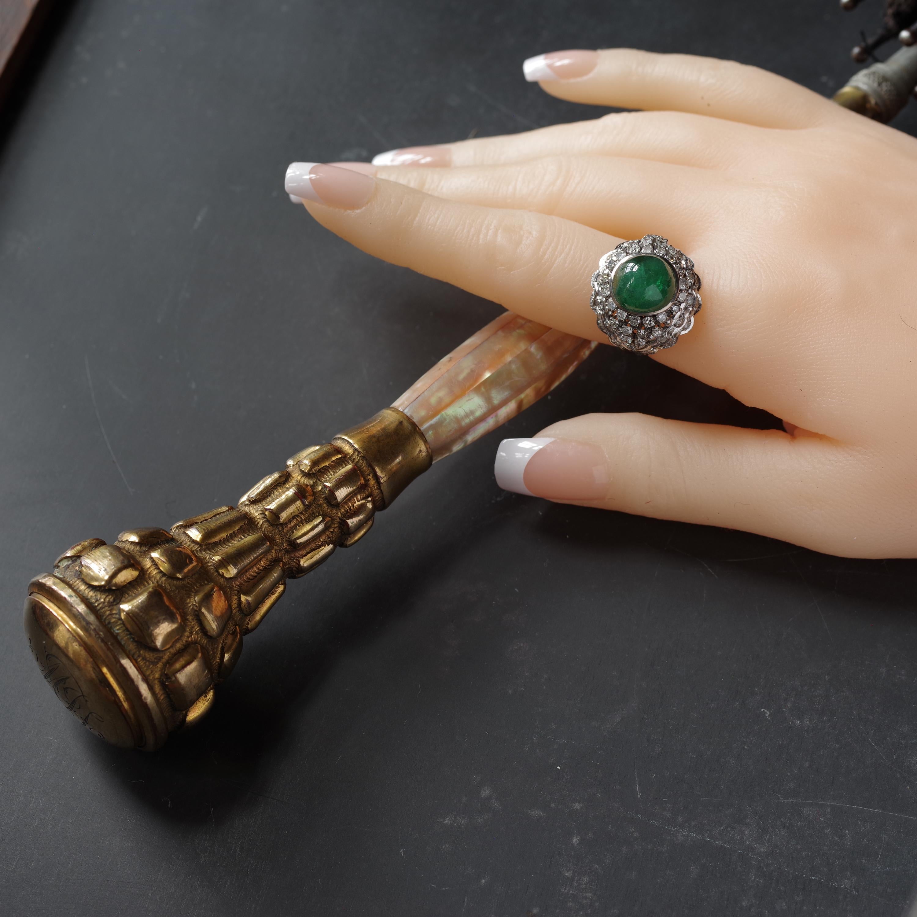 Emerald Ring with Diamonds Retro Era 14