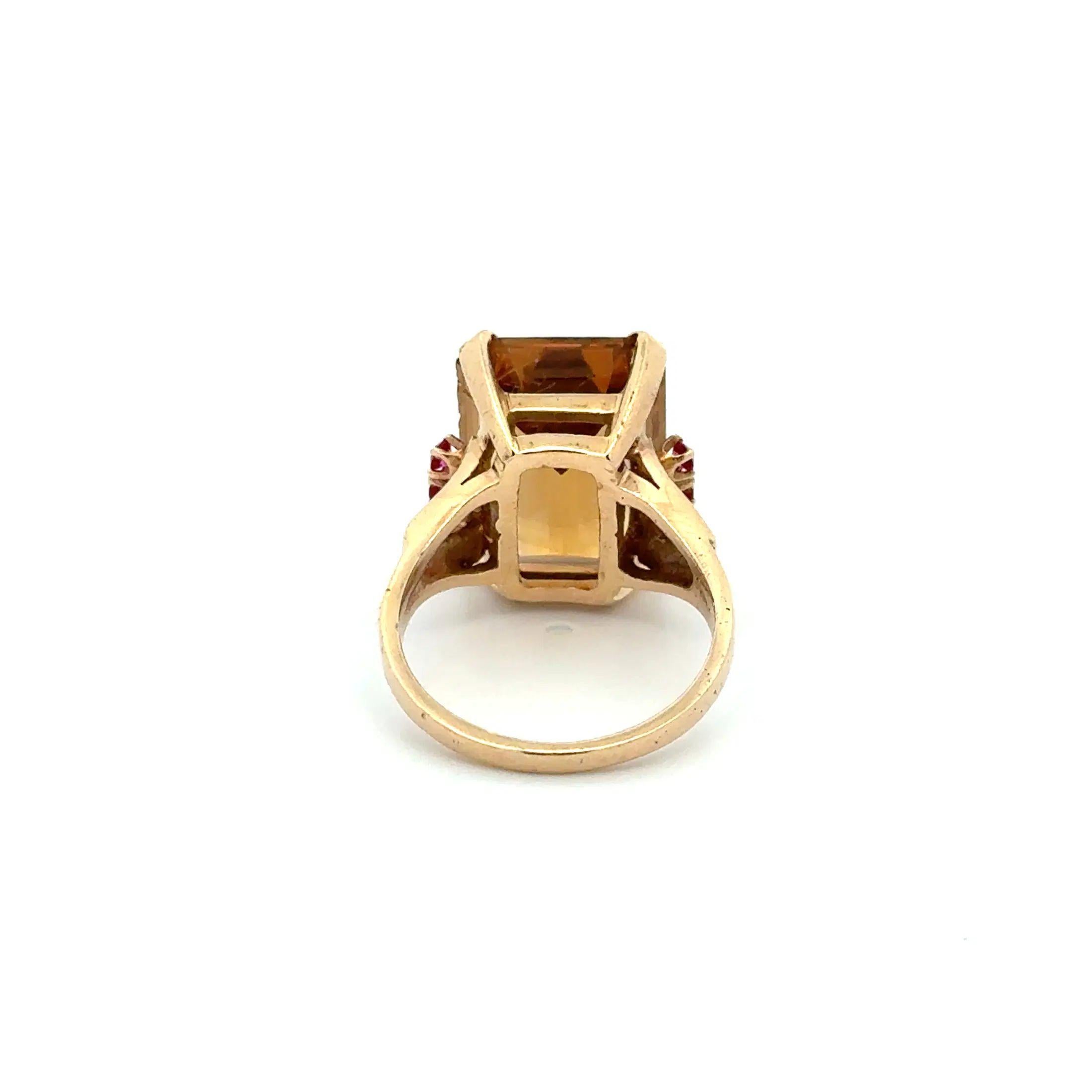 Retro Emerald-cut Citrine And Ruby Gold Vintage S… - image 5