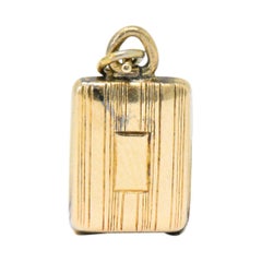 Antique Enamel 14 Karat Gold Makeup Compact Charm