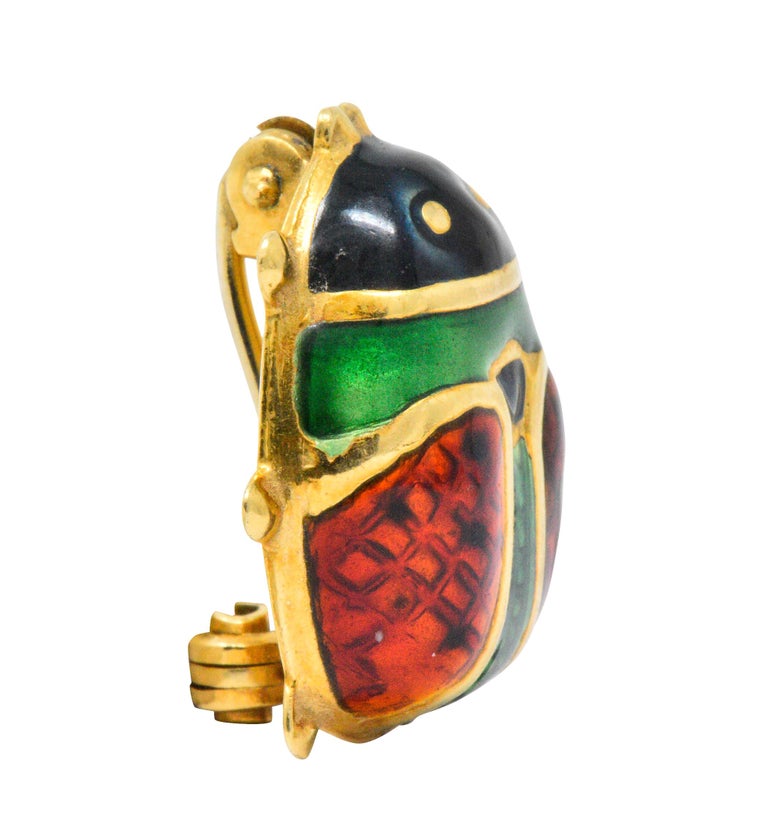 Retro Enamel 18 Karat Gold Insect Ladybug Brooch at 1stDibs golden