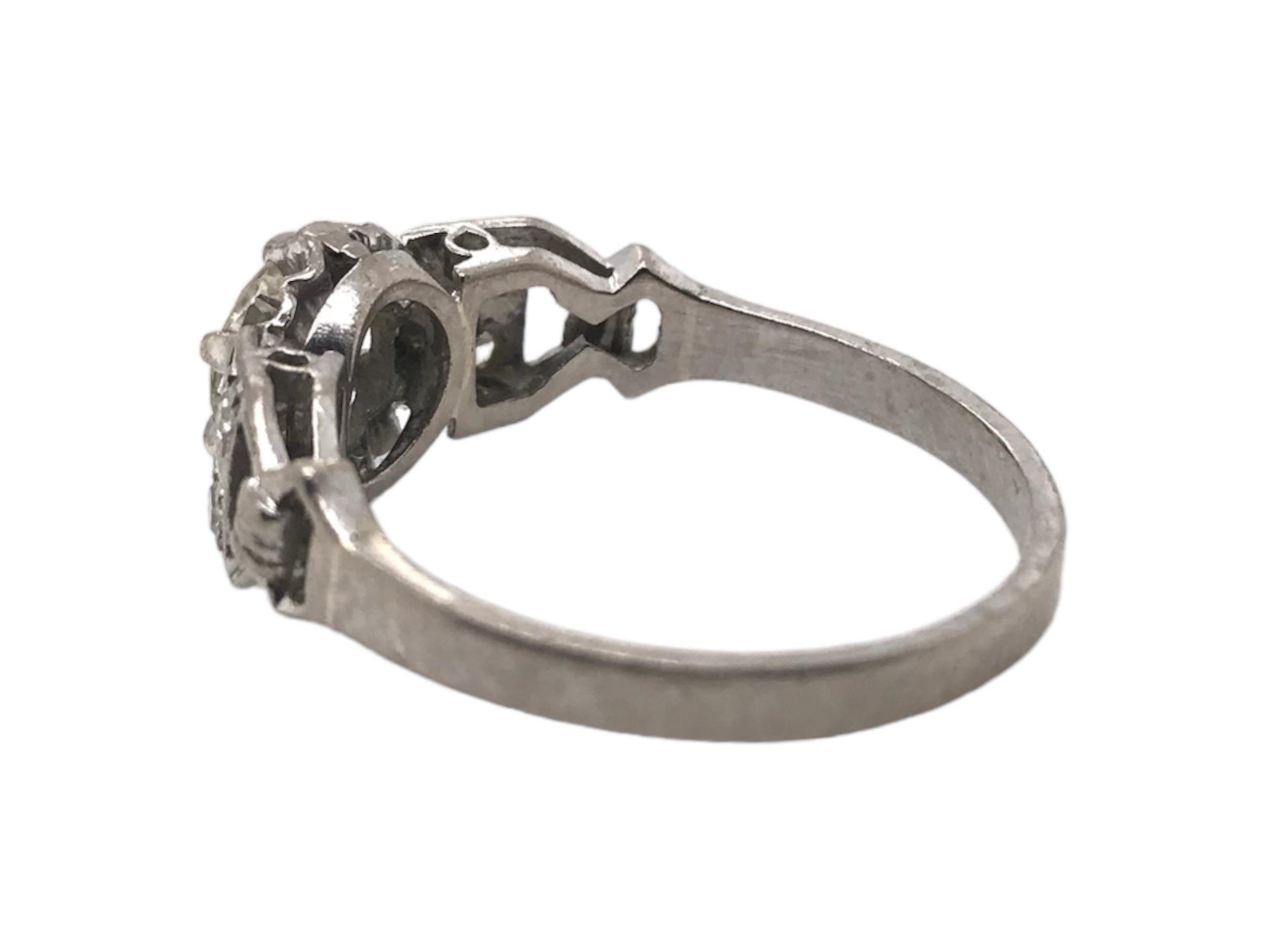 Retro Era 0.7 Carat 18K White Gold Old Mine Cut Engagement Ring For Sale 4