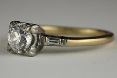 Retro-Era 14K Gold Two-Tone Diamond Engagement Ring