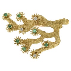 Retro Era 14KT Yellow Gold Lapel Pin featuring a branch coral with polyps design