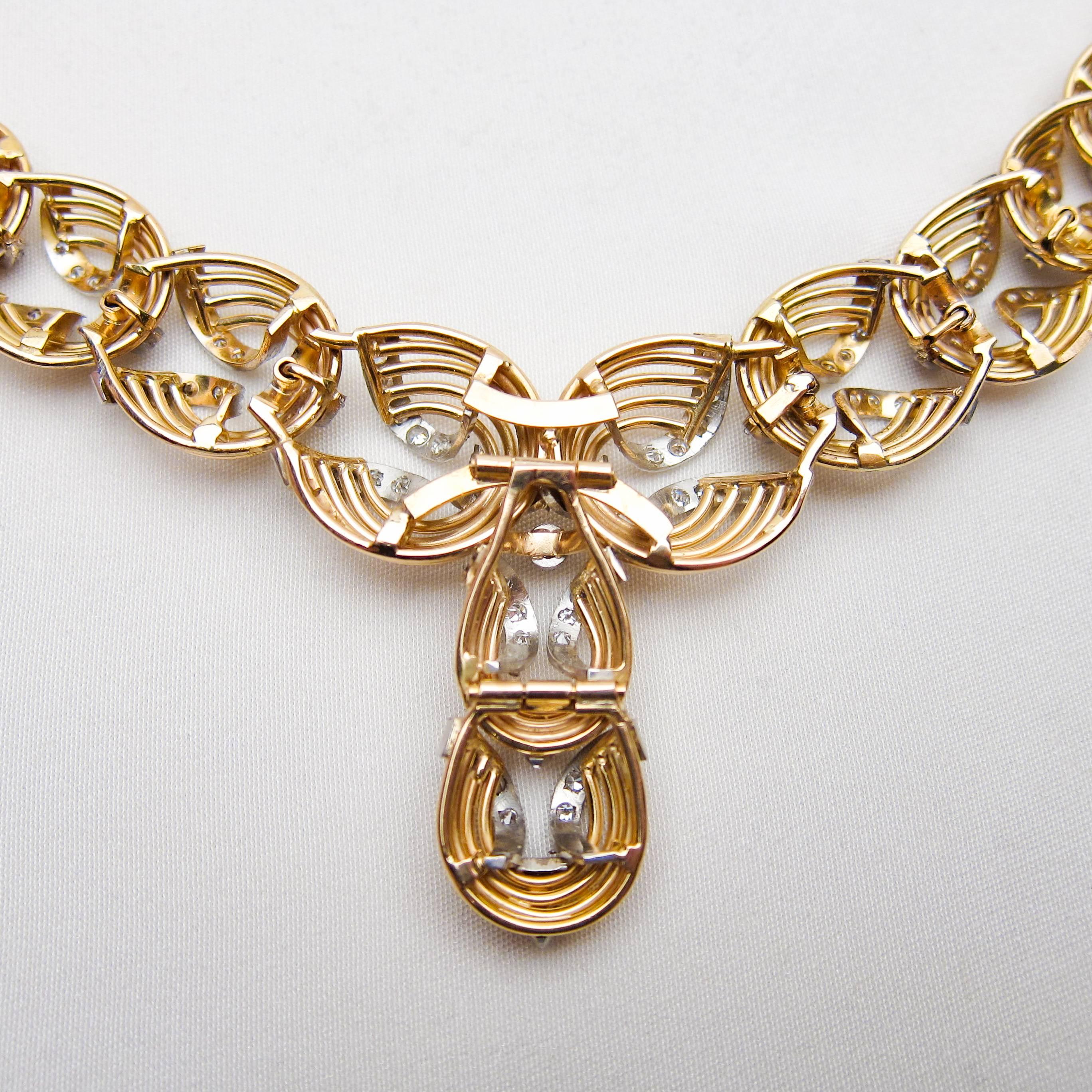 Retro Era 2.1 Carat Diamond and 18 Karat Gold Handmade Rope Necklace In Excellent Condition For Sale In Seattle, WA