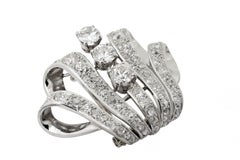 Retro Era Boucheron Diamond Platinum Ribbon Brooch