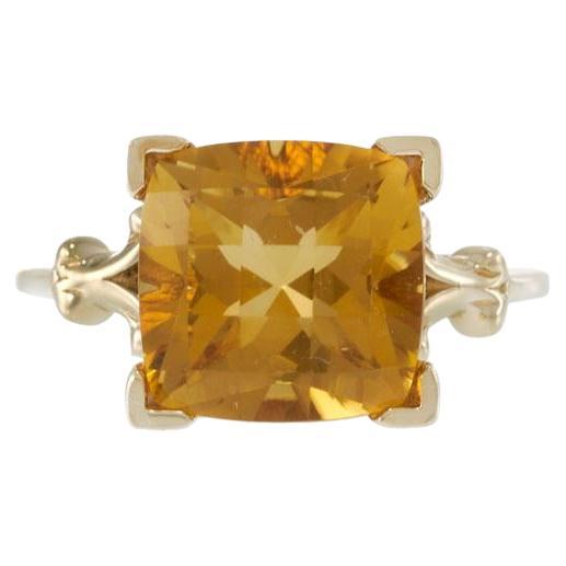 Retro Era Citrine Ring in 14KT Yellow Gold For Sale