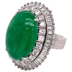 Retro Era Jade and Diamond Ring