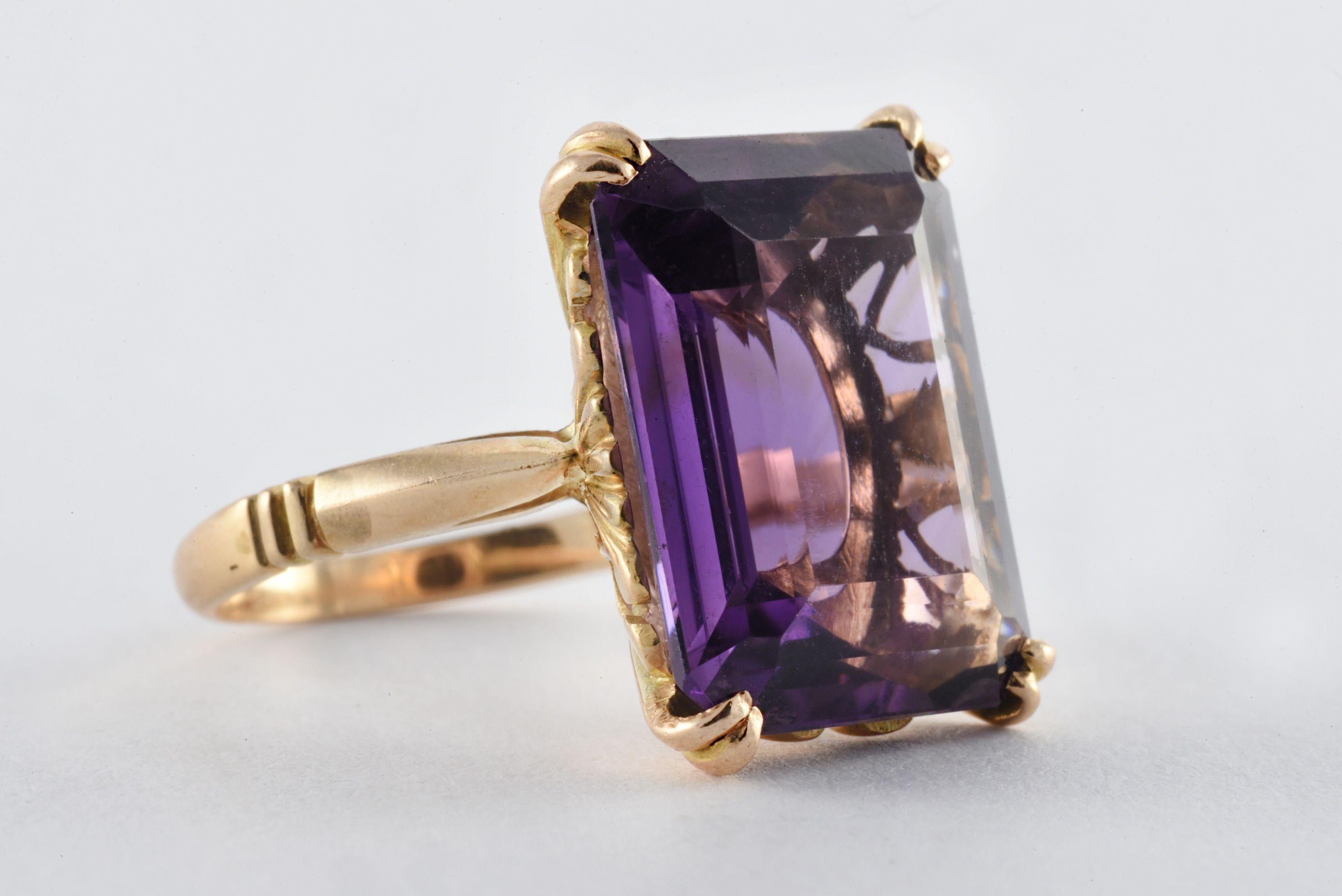 Großer Amethyst-Cocktailring aus der Retro-Ära Damen