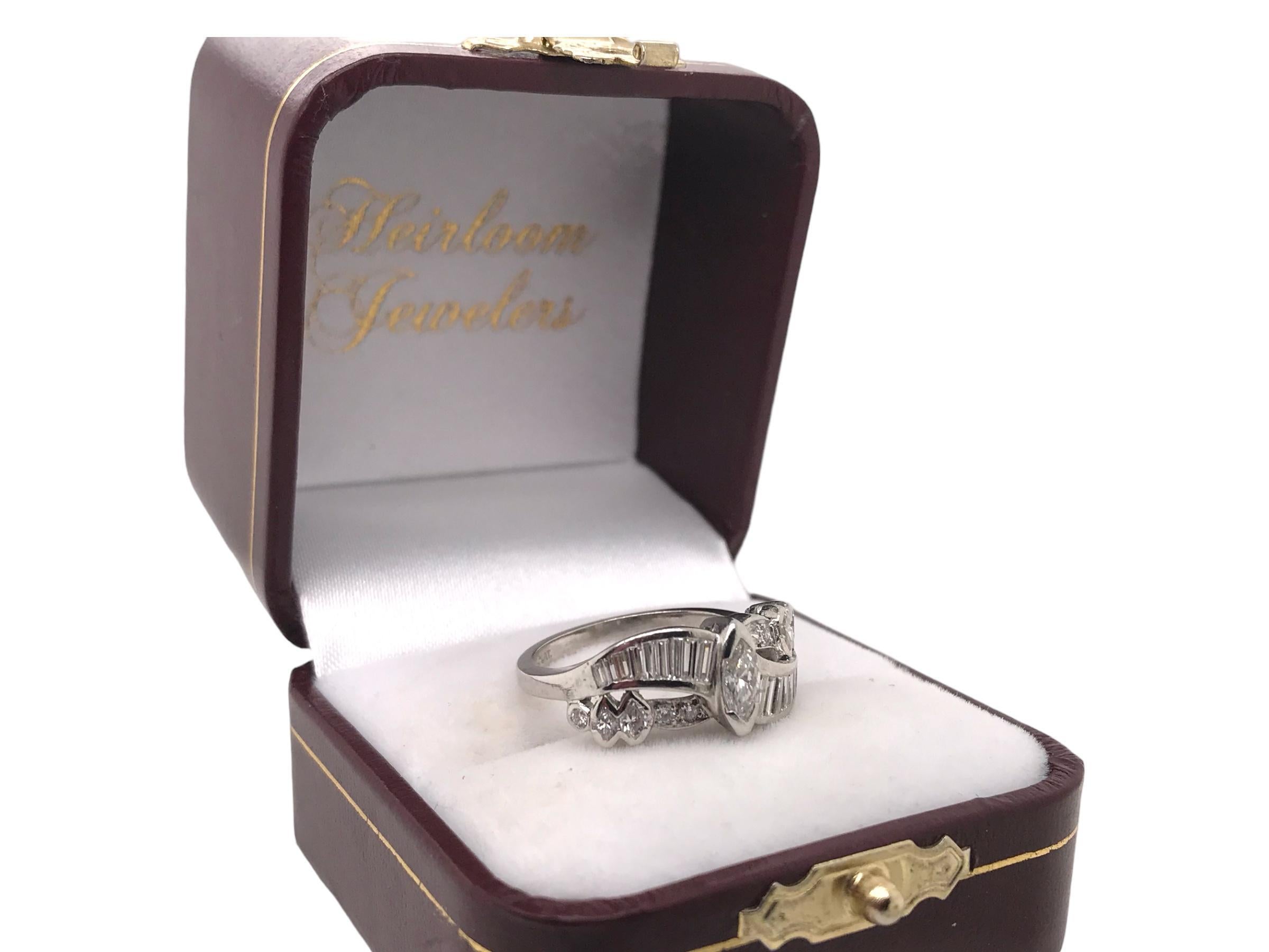 Retro Era Platinum Diamond Band Style Ring For Sale 5