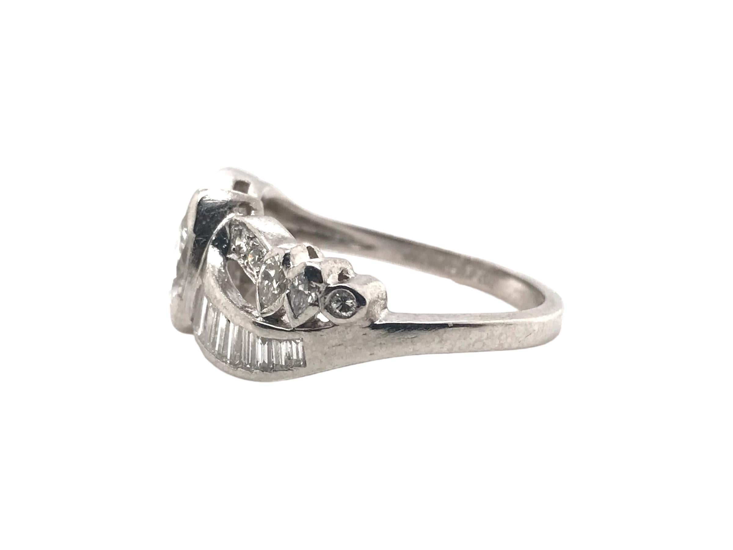 Retro Era Platinum Diamond Band Style Ring In Good Condition For Sale In Montgomery, AL