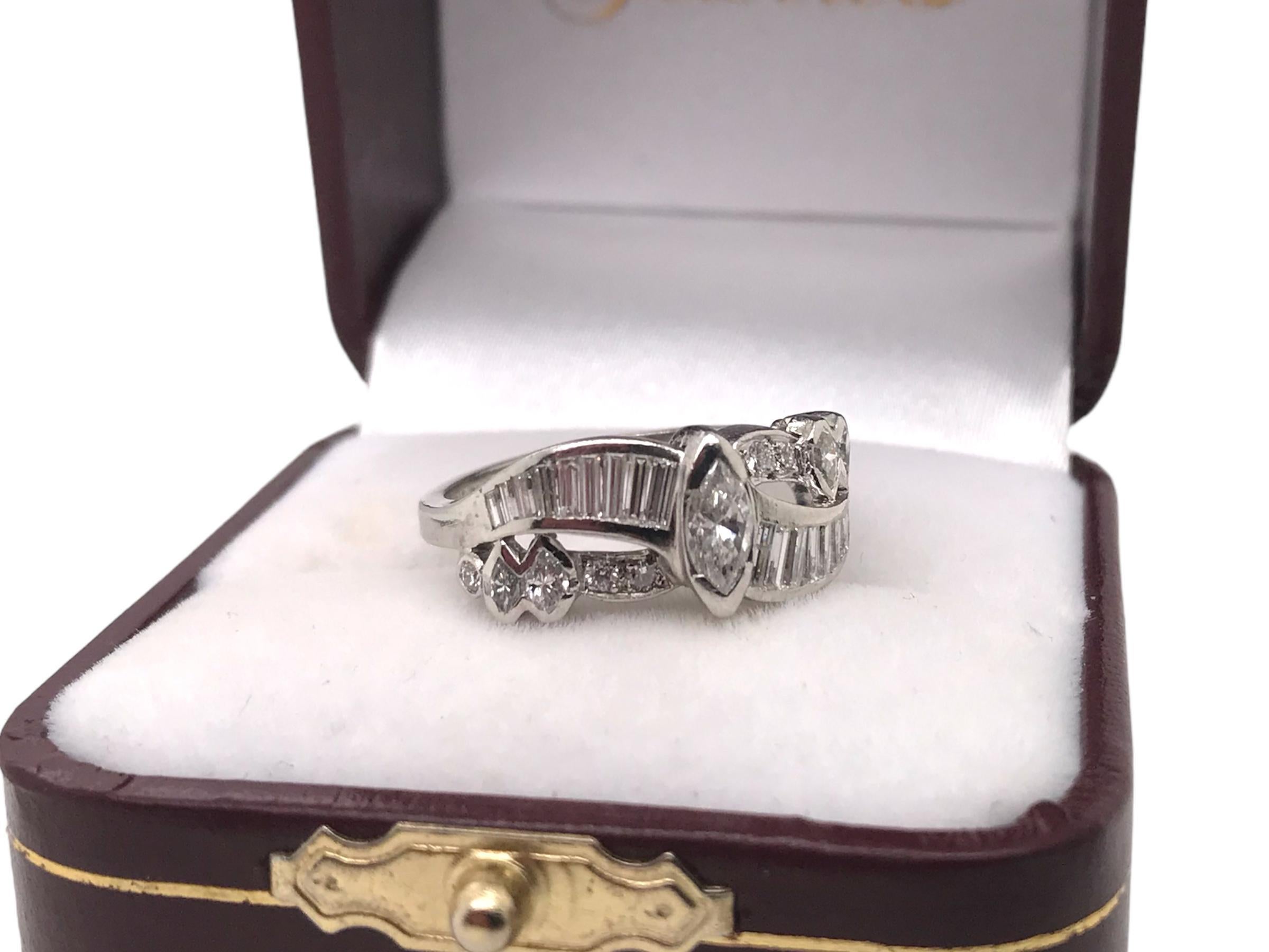 Retro Era Platinum Diamond Band Style Ring For Sale 4