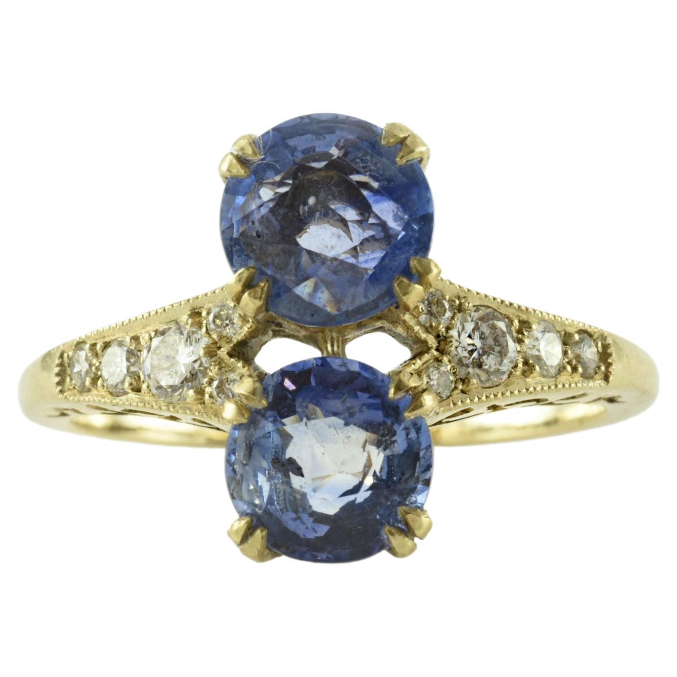 Retro Era Sapphire and Diamond Ring For Sale