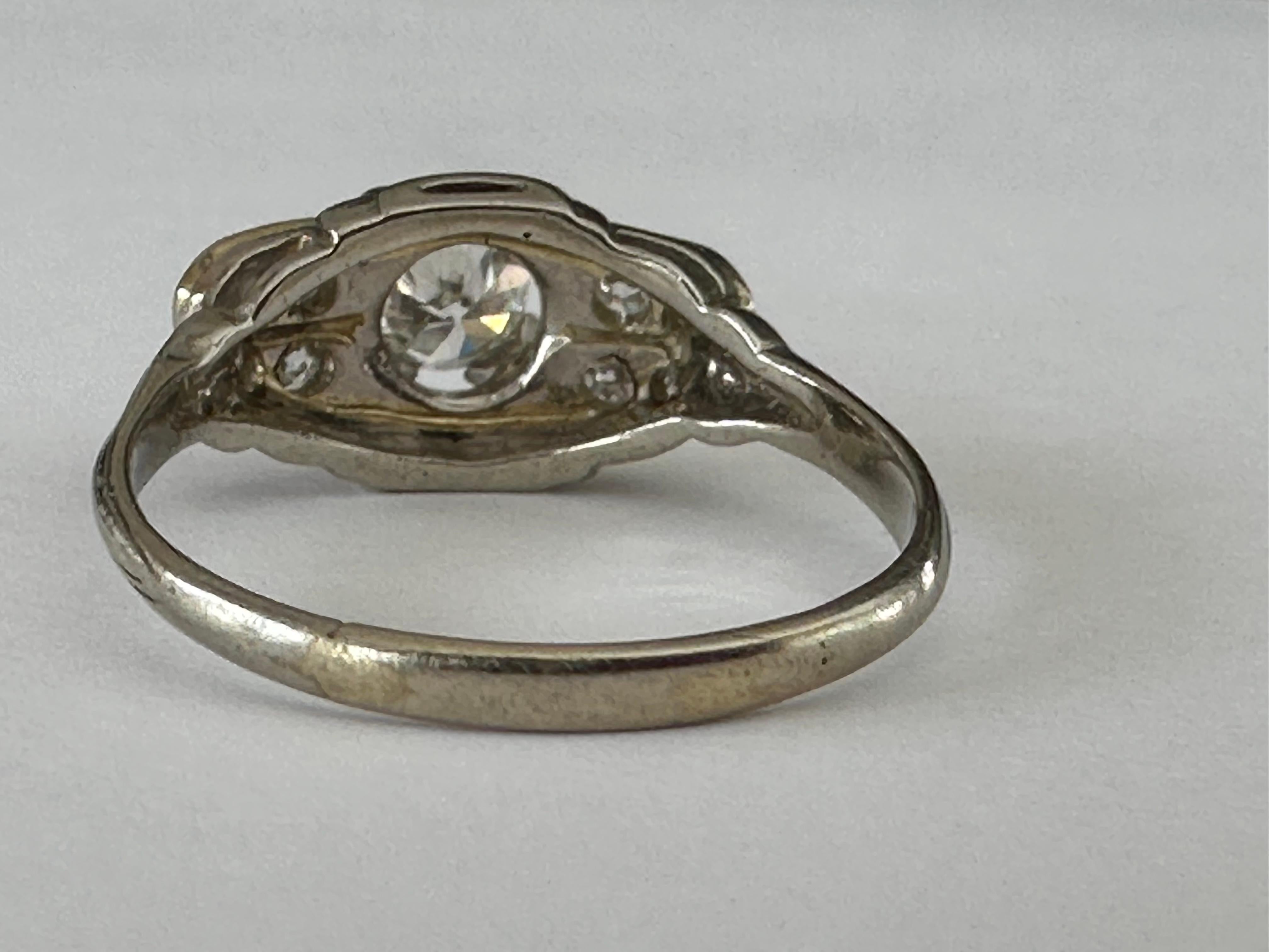 Old European Cut Retro Era Two Tone Diamond Engagement Ring For Sale