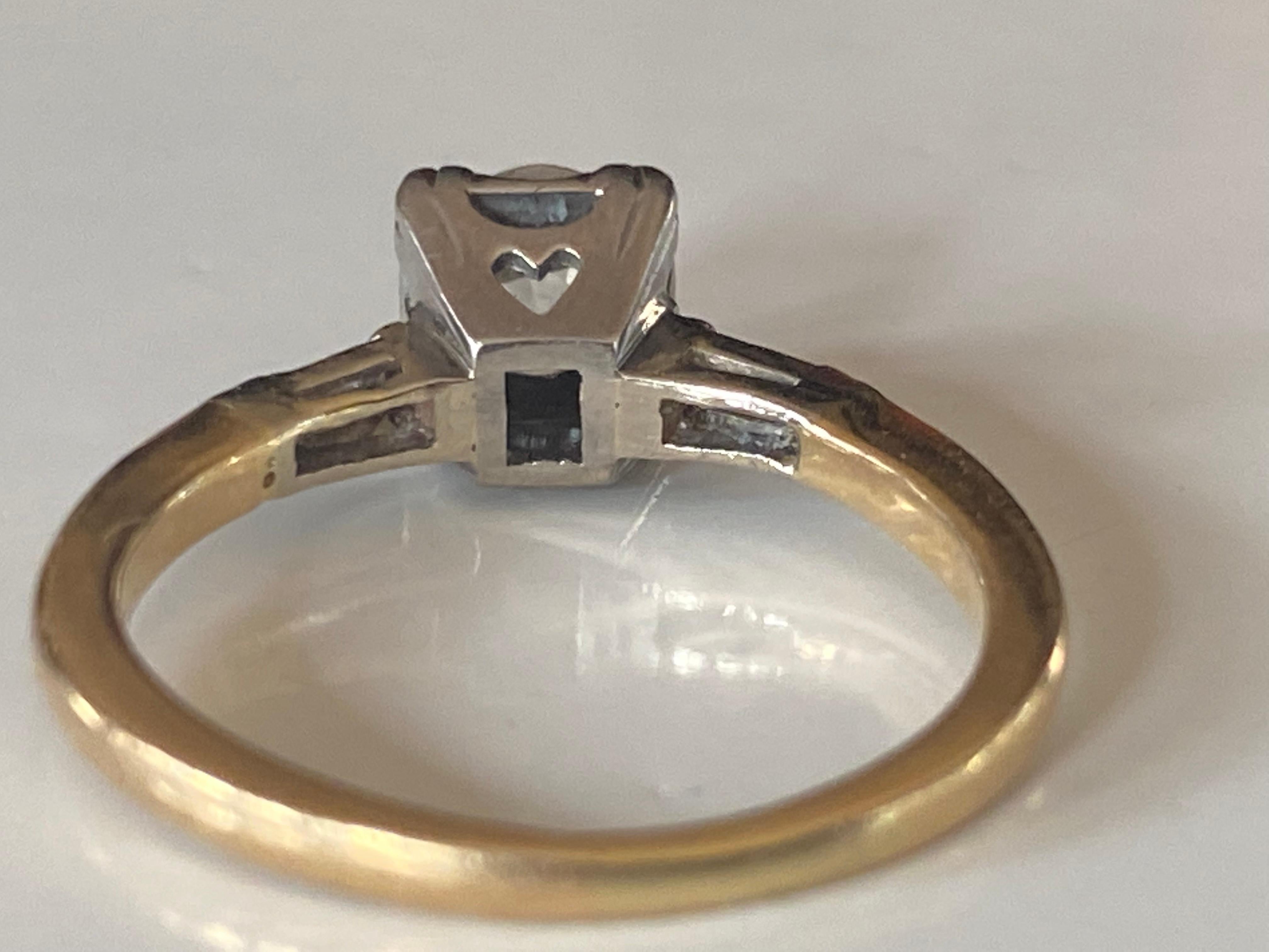 Old European Cut Retro Era Two Tone Diamond Engagement Ring For Sale