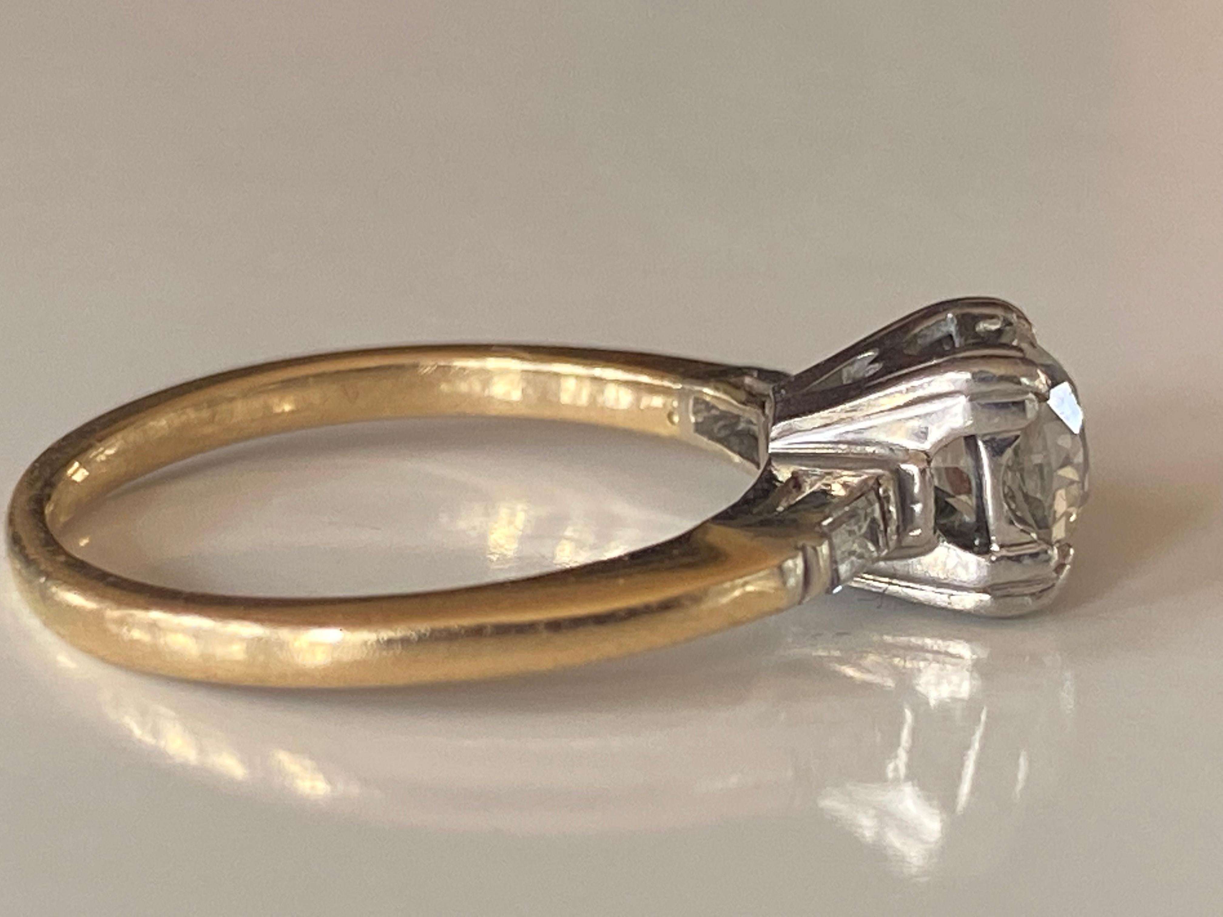 Retro Era Two Tone Diamond Engagement Ring In Good Condition For Sale In Denver, CO