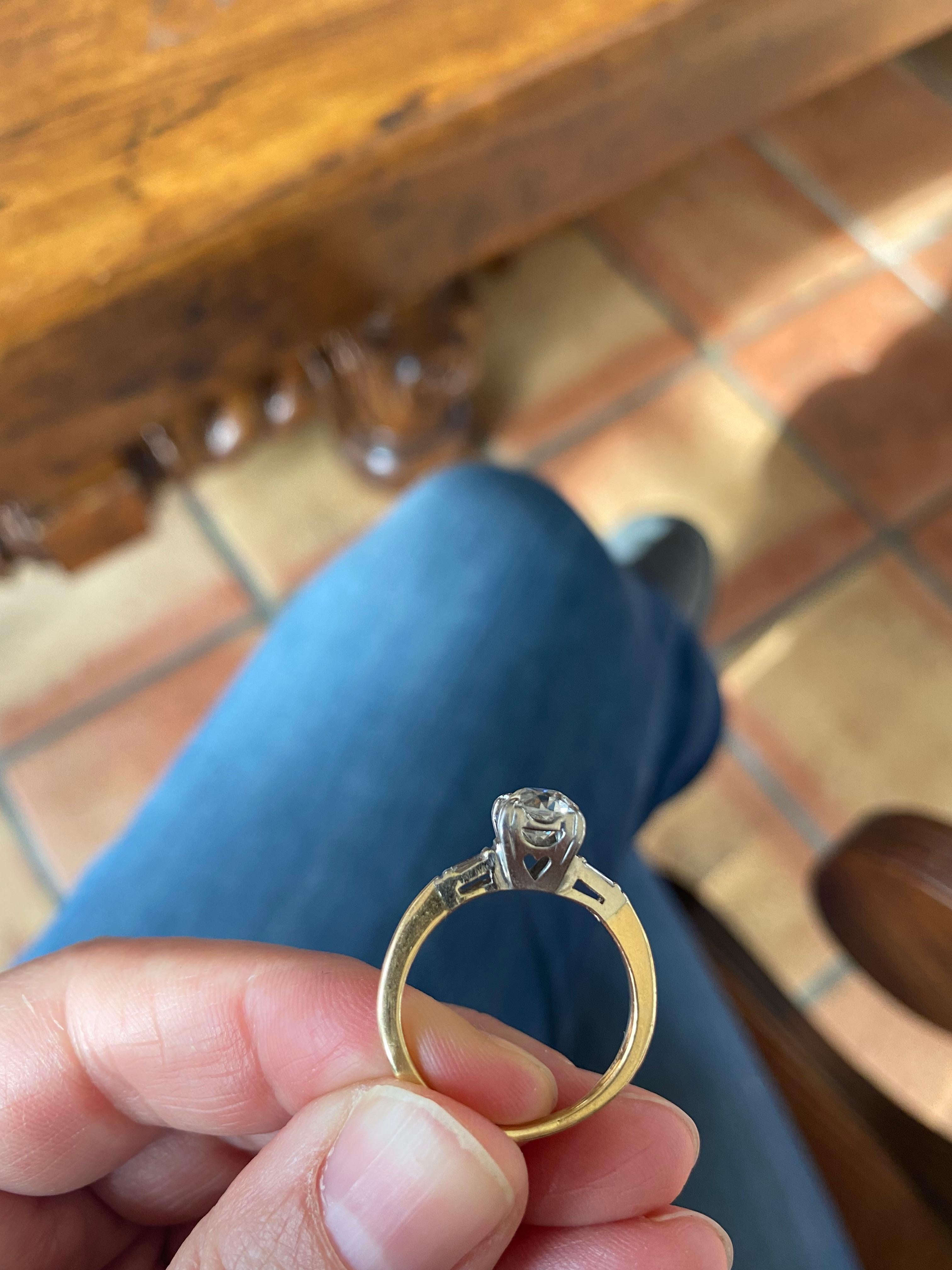Retro Era Two Tone Diamond Engagement Ring For Sale 1