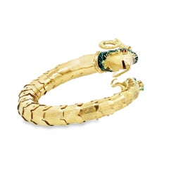Retro Estate 14K Yellow Gold Ram Head Bangle Bracelet
