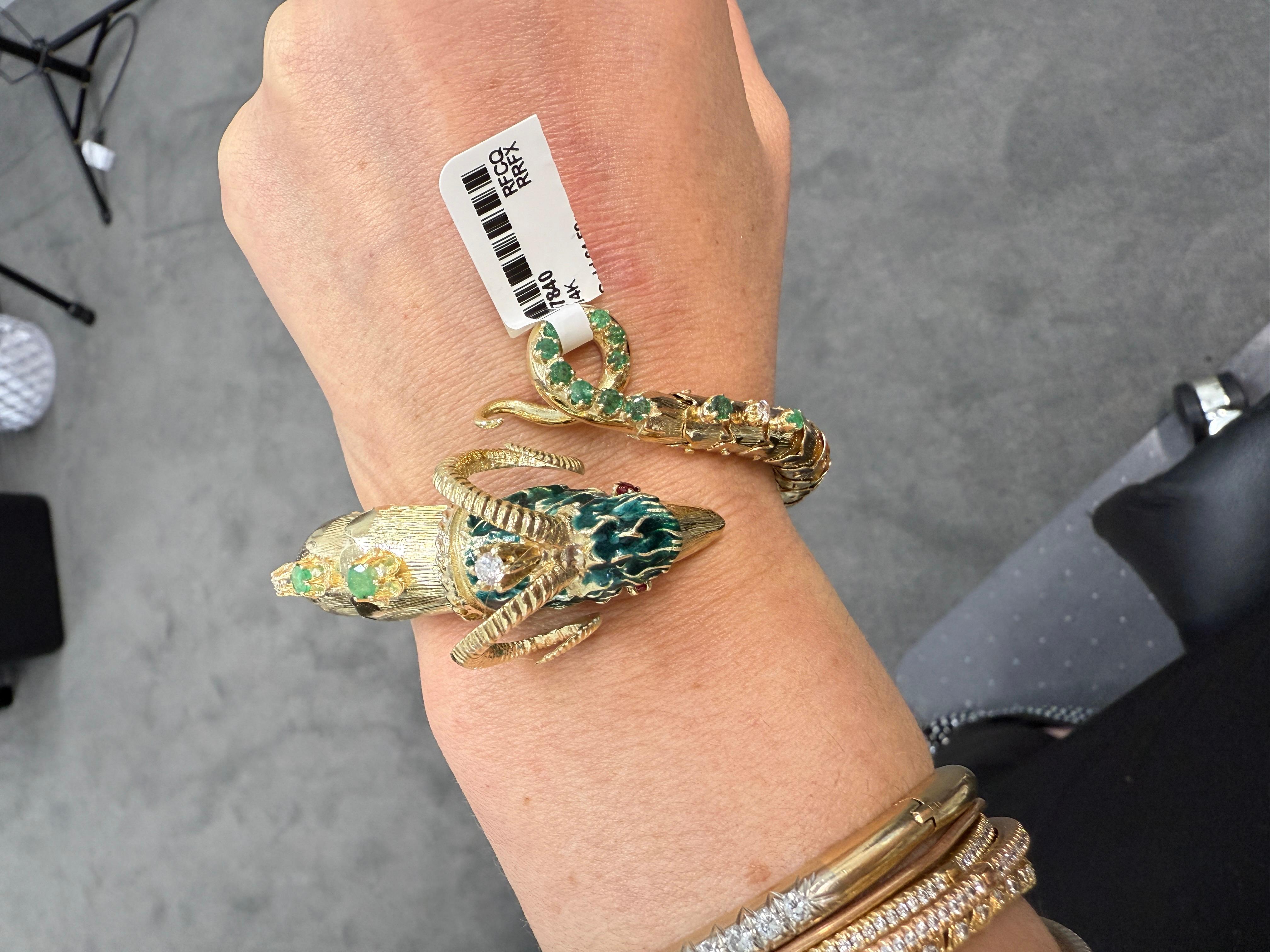 Retro Estate Bracelet en or jaune 14K à tête de bélier en vente 3
