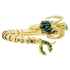 Bracciale retrò Estate in oro giallo 14K con testa di ariete