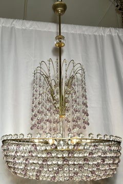 Retro Estate Amethyst and Crystal Beaded Chandelier, Circa 1950's
