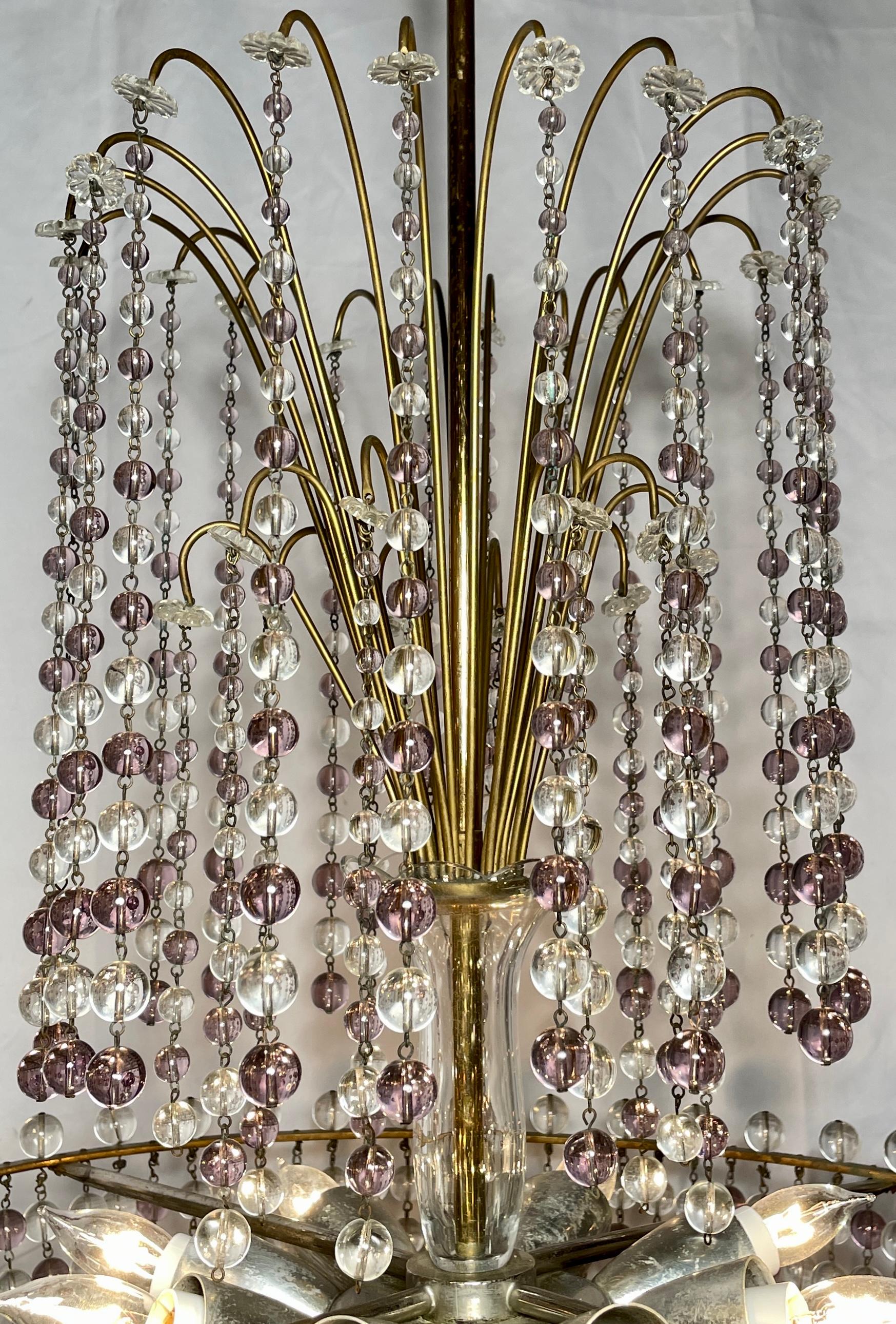 Retro Estate Amethyst and Crystal Beaded Chandelier, Circa 1950's In Good Condition For Sale In New Orleans, LA