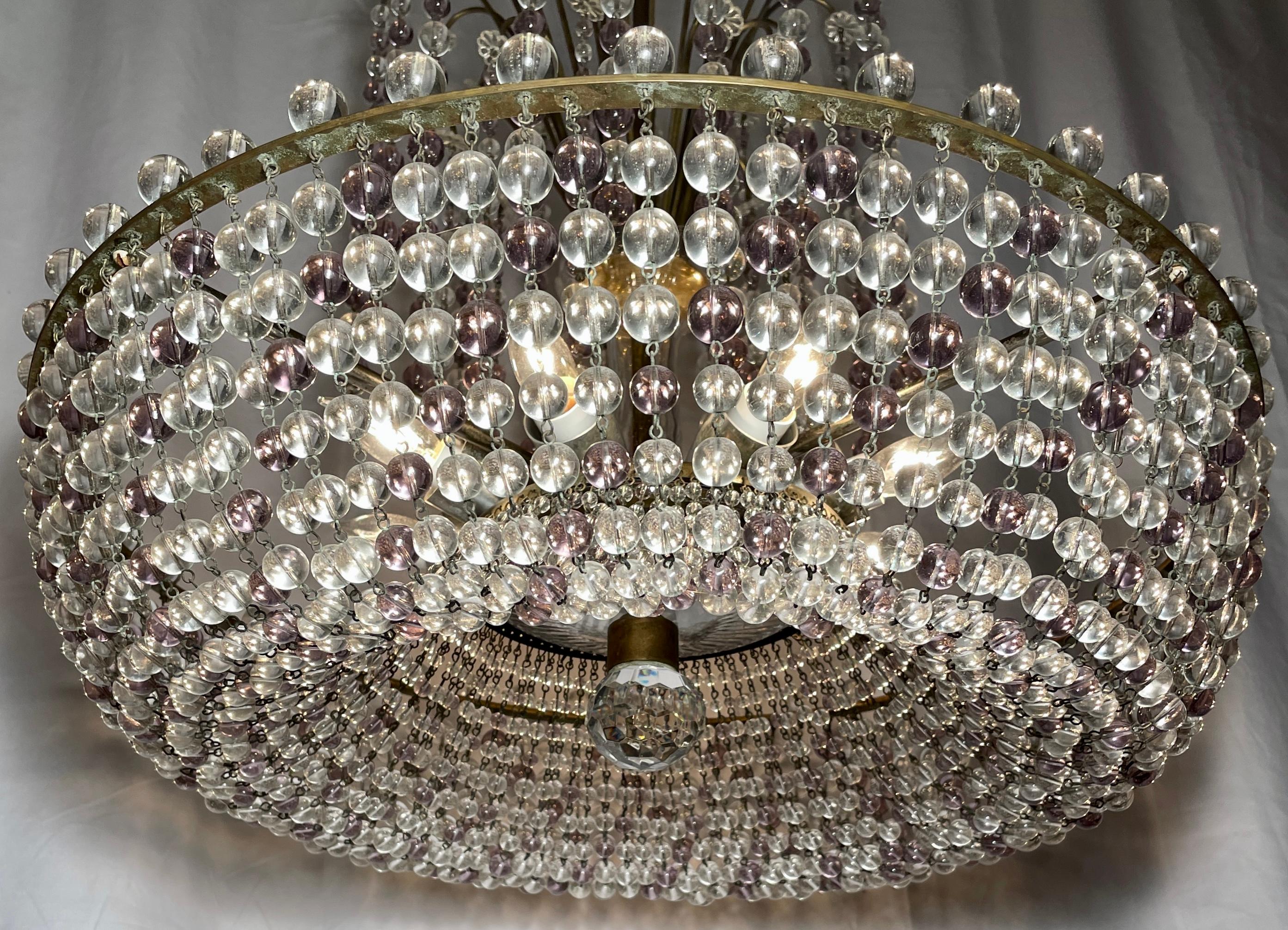 20th Century Retro Estate Amethyst and Crystal Beaded Chandelier, Circa 1950's For Sale