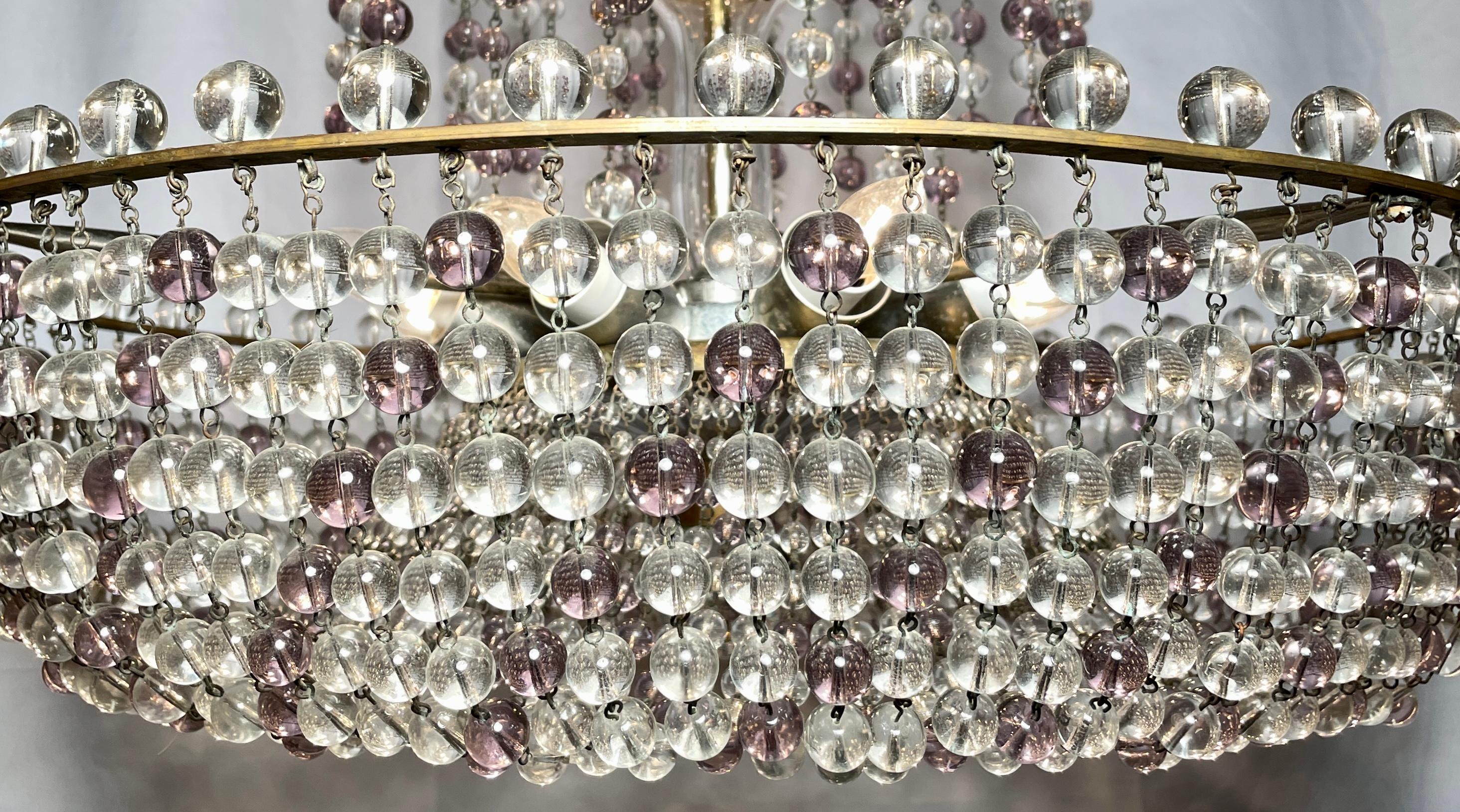 Retro Estate Amethyst and Crystal Beaded Chandelier, Circa 1950's For Sale 1