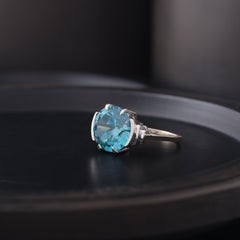 Retro Estate Platinum and 4.20ct Zircon Ring