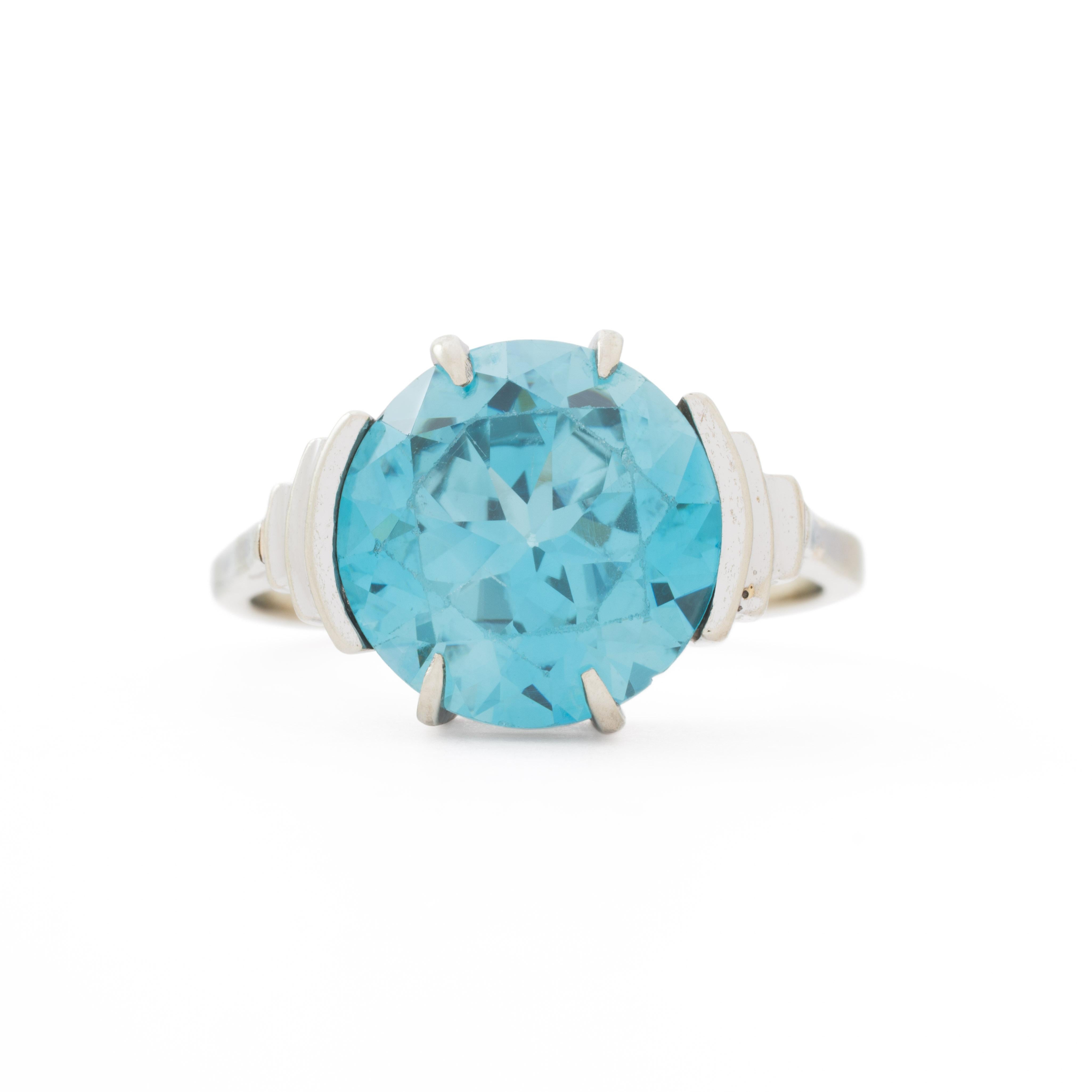 Anillo Retro Estate de Platino y Circón de 3,20 ct Corte redondo en venta