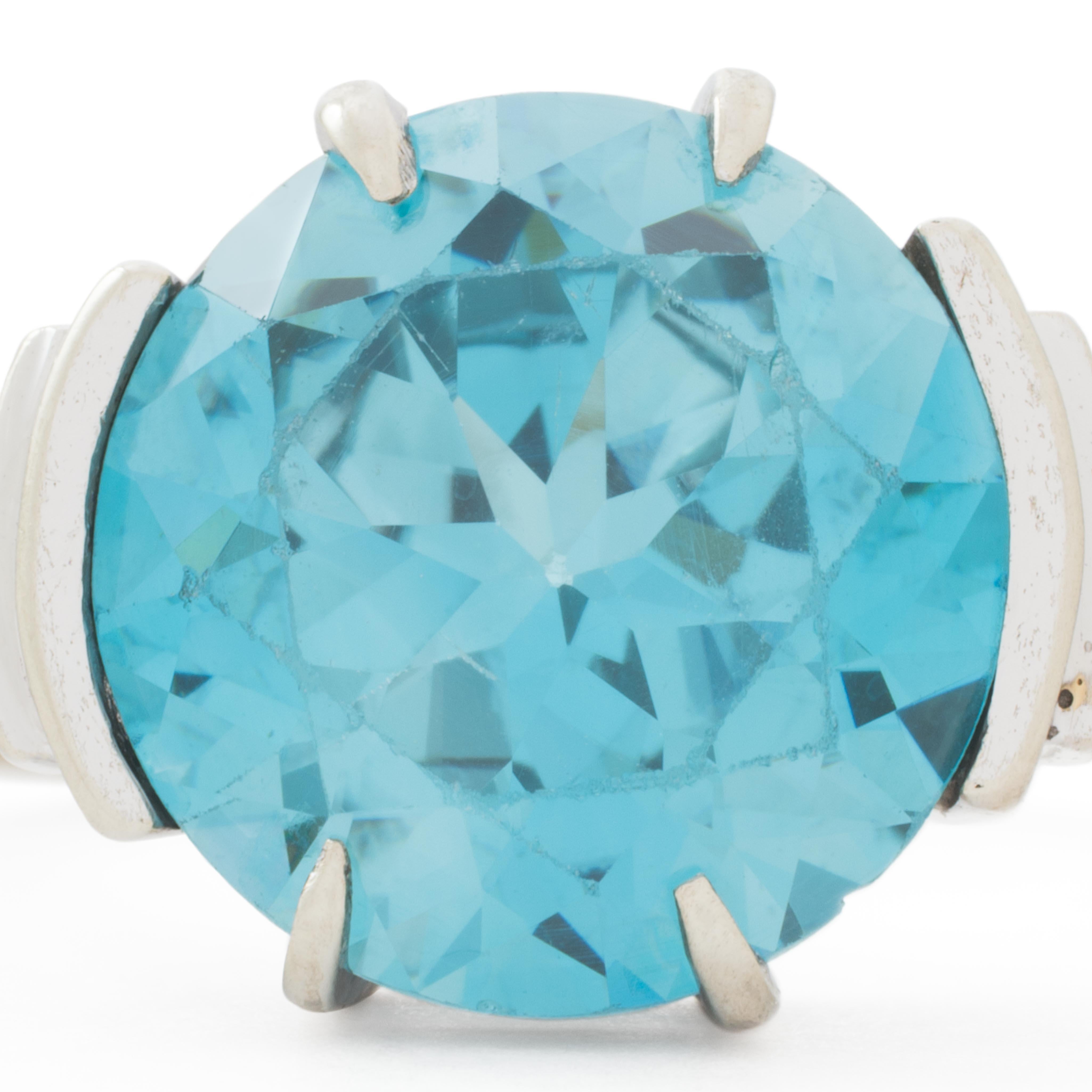 Anillo Retro Estate de Platino y Circón de 3,20 ct en Bueno estado para la venta en New York, NY