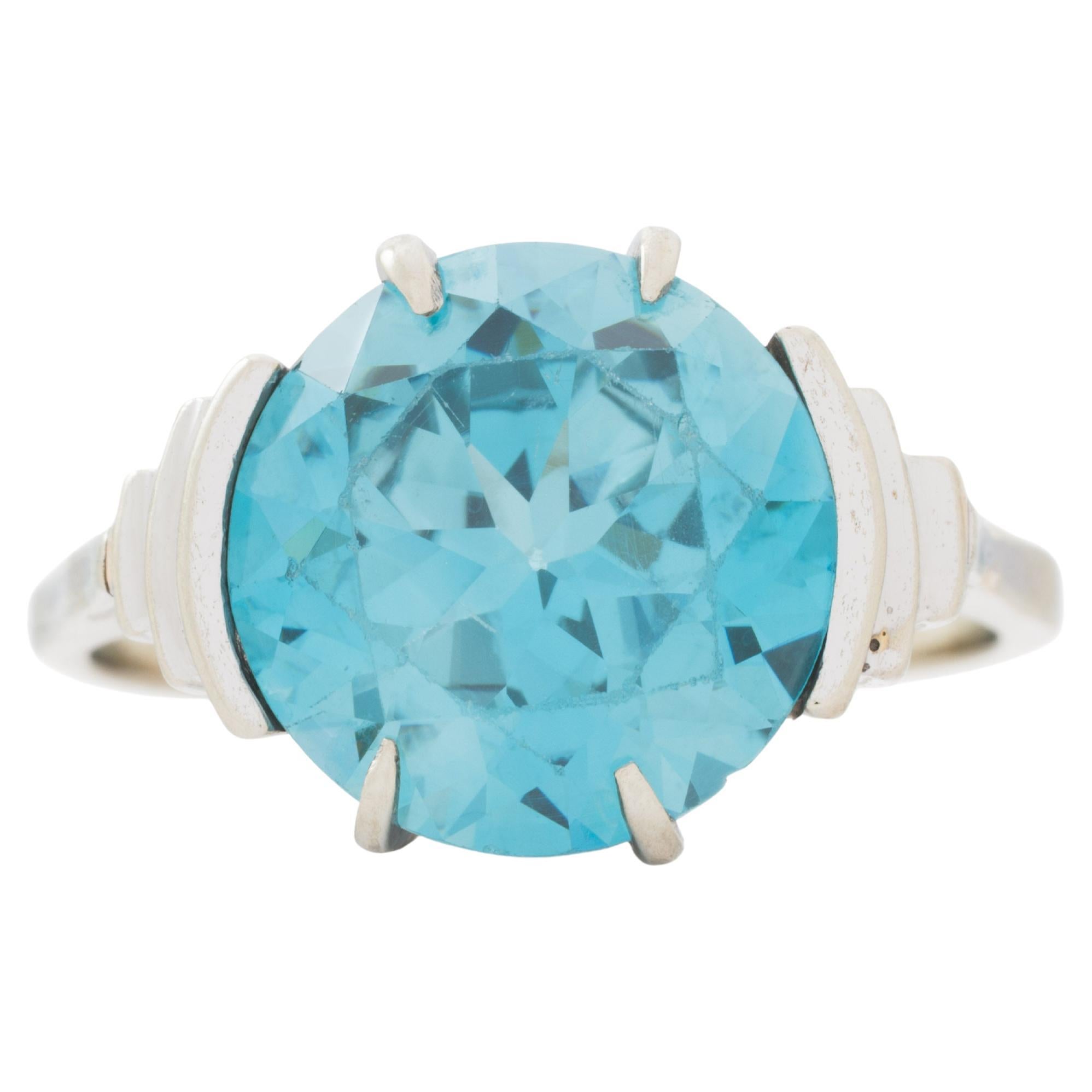 Retro Estate Platin und 3,20ct Zirkon Ring