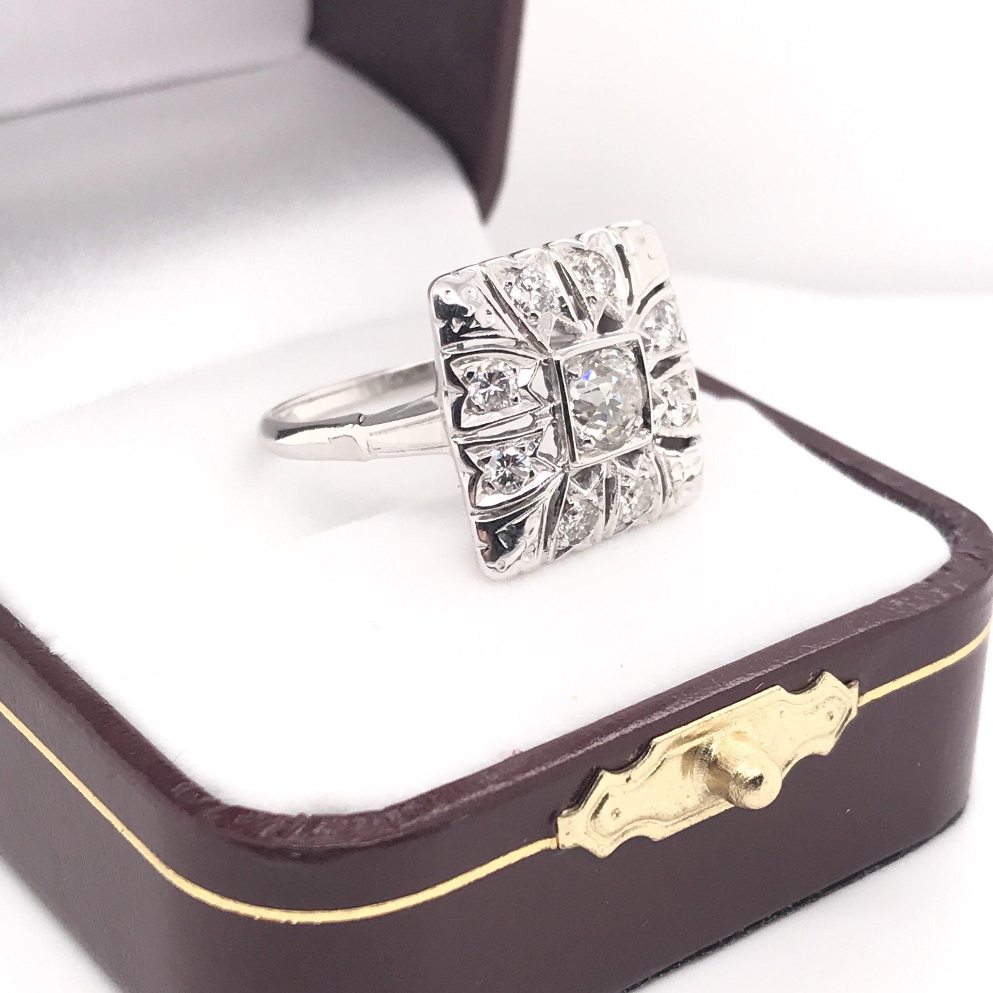 Women's or Men's Retro European Cut Diamond Cluster Ring