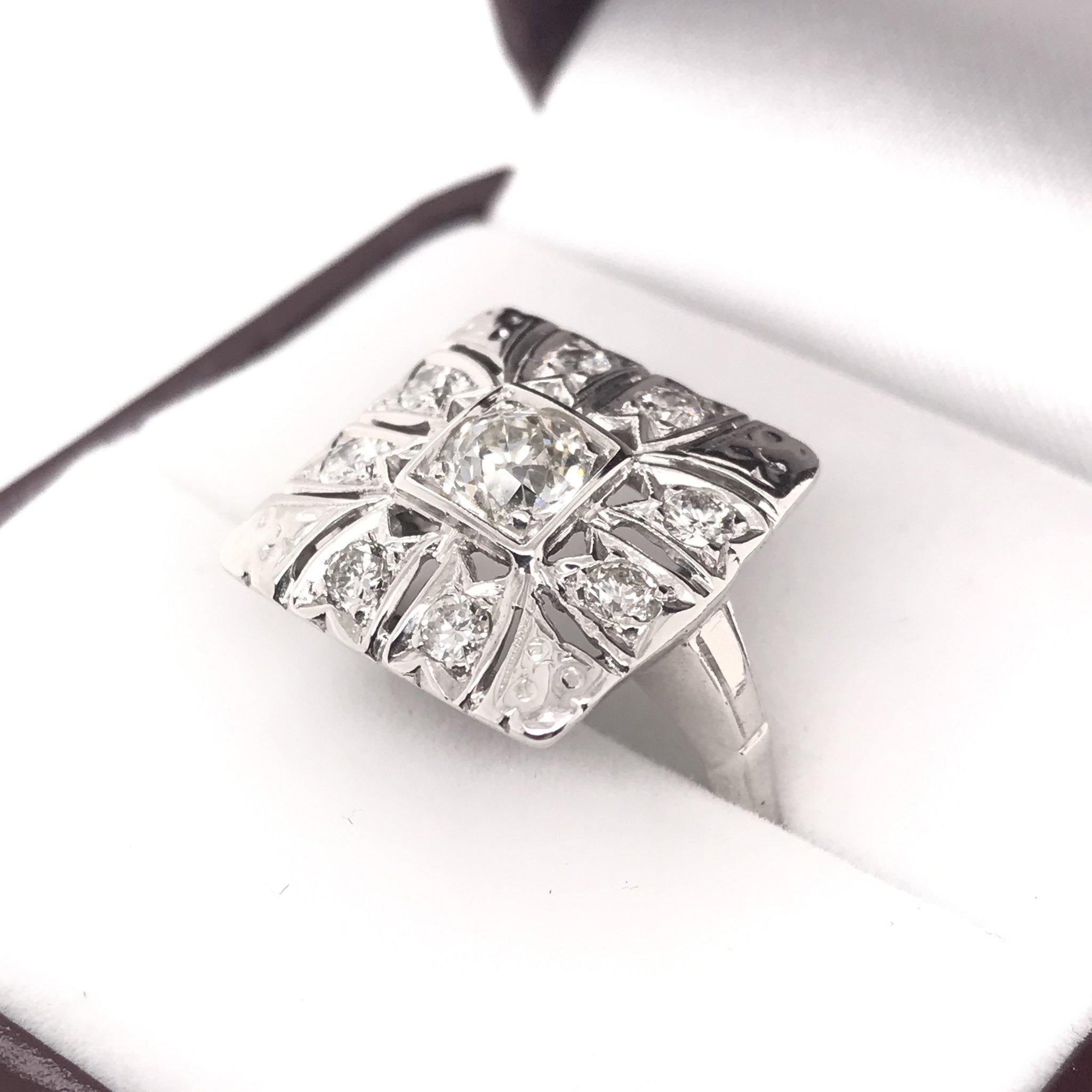 Retro European Cut Diamond Cluster Ring 2