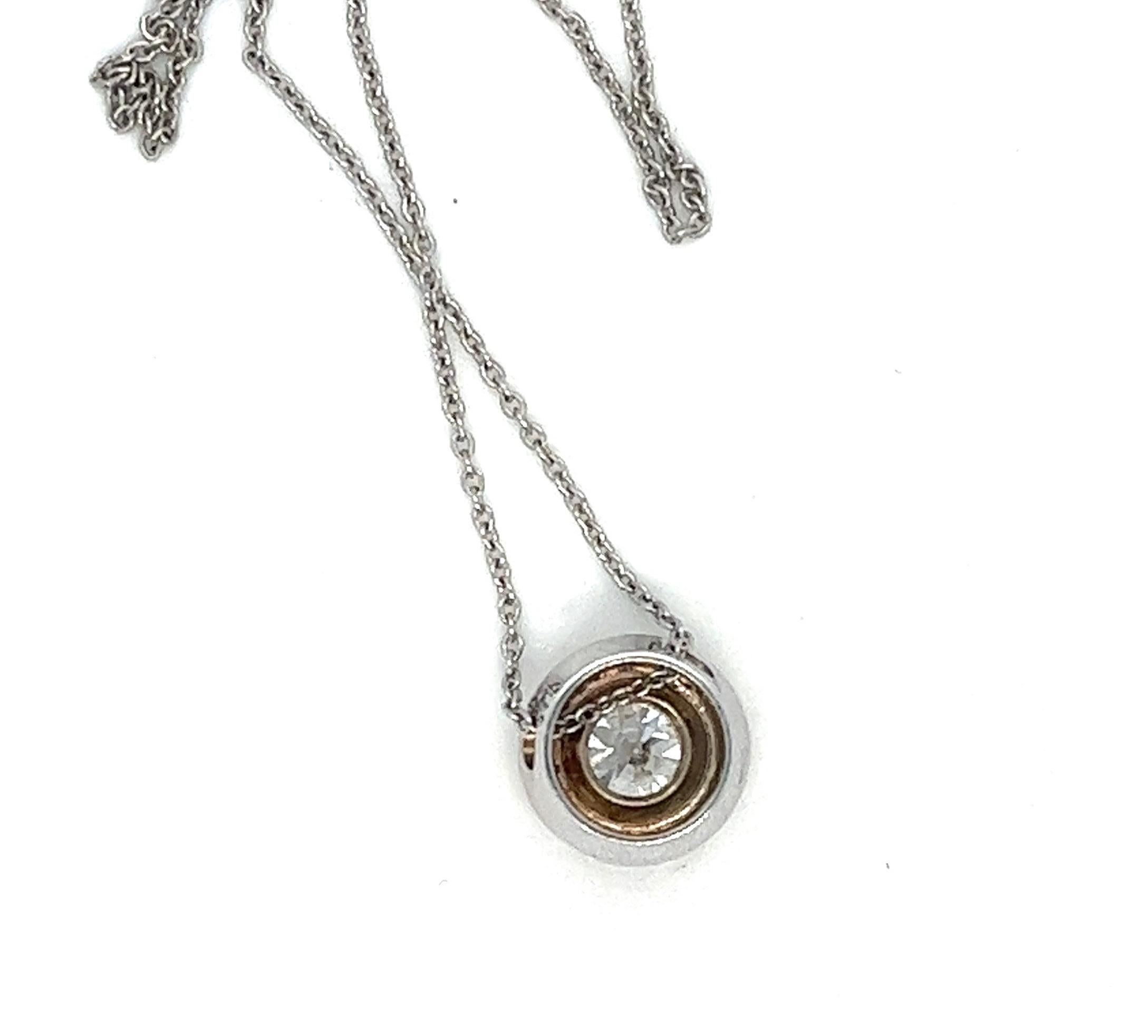 Pendentif solitaire rétro en diamant de taille européenne, naturel de 0,60 carat en vente 6