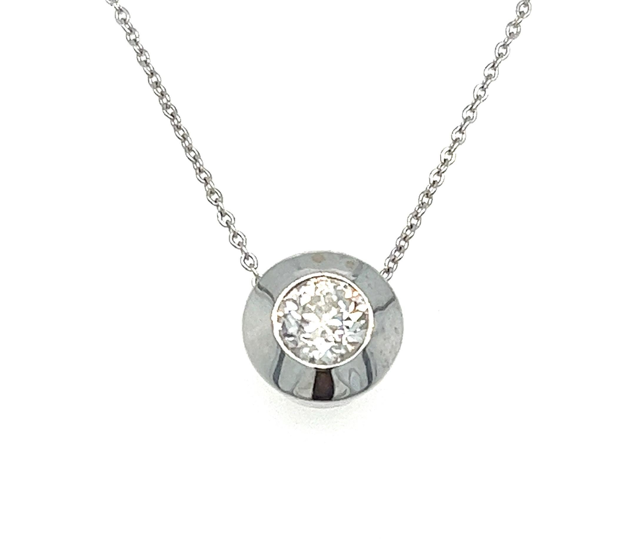 Pendentif solitaire rétro en diamant de taille européenne, naturel de 0,60 carat en vente 5