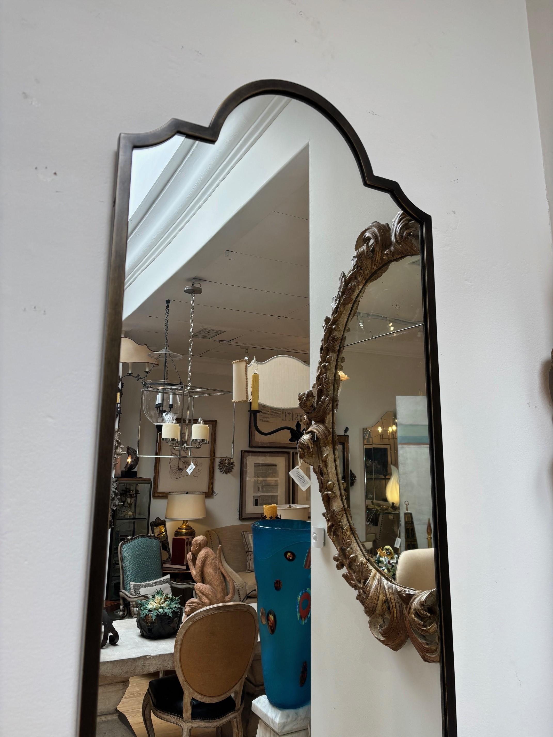 American Retro Exquisitely Made Iron Mirror with Demi-Lune Console Wall Mirror For Sale