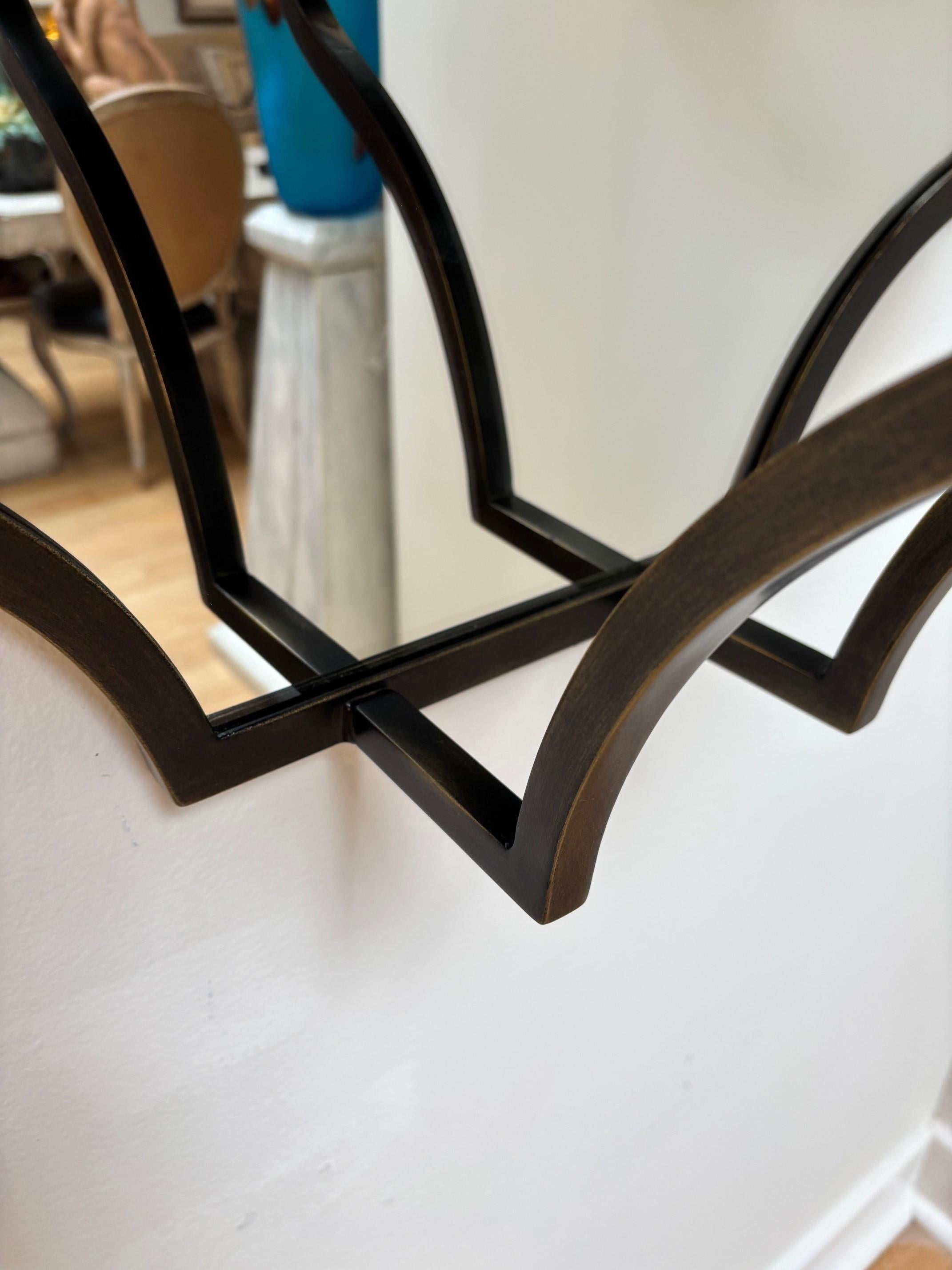 Carved Retro Exquisitely Made Iron Mirror with Demi-Lune Console Wall Mirror For Sale