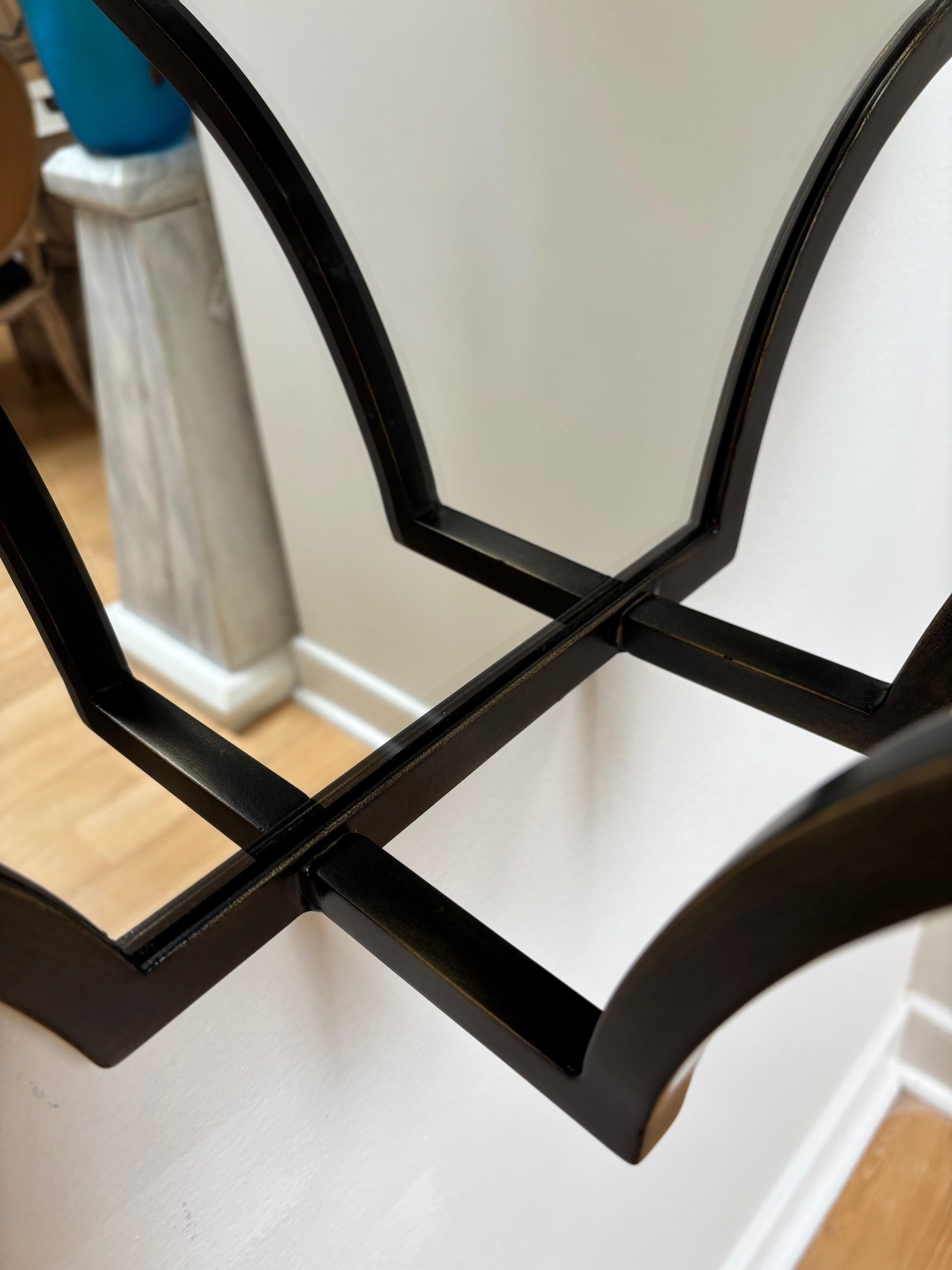 Contemporary Retro Exquisitely Made Iron Mirror with Demi-Lune Console Wall Mirror For Sale