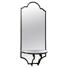 Retro Exquisitely Made Iron Mirror with Demi-Lune Console Wall Mirror
