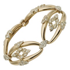 Retro Fantastic 4.0 Carat Diamond Omega Links 18 Karat Gold Bracelet