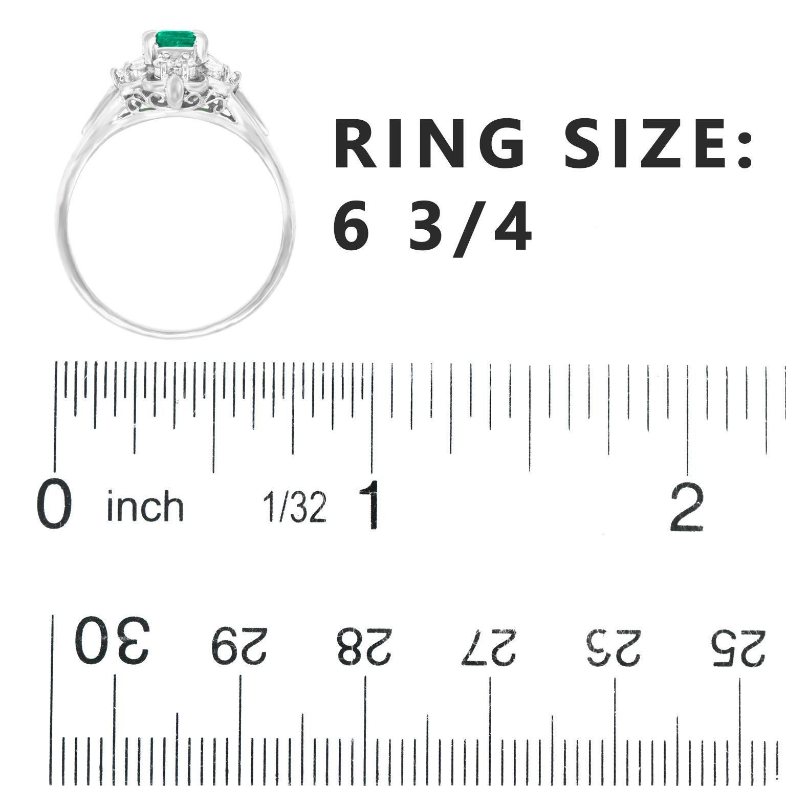 Retro 1950s Emerald and Diamond Ring For Sale 1