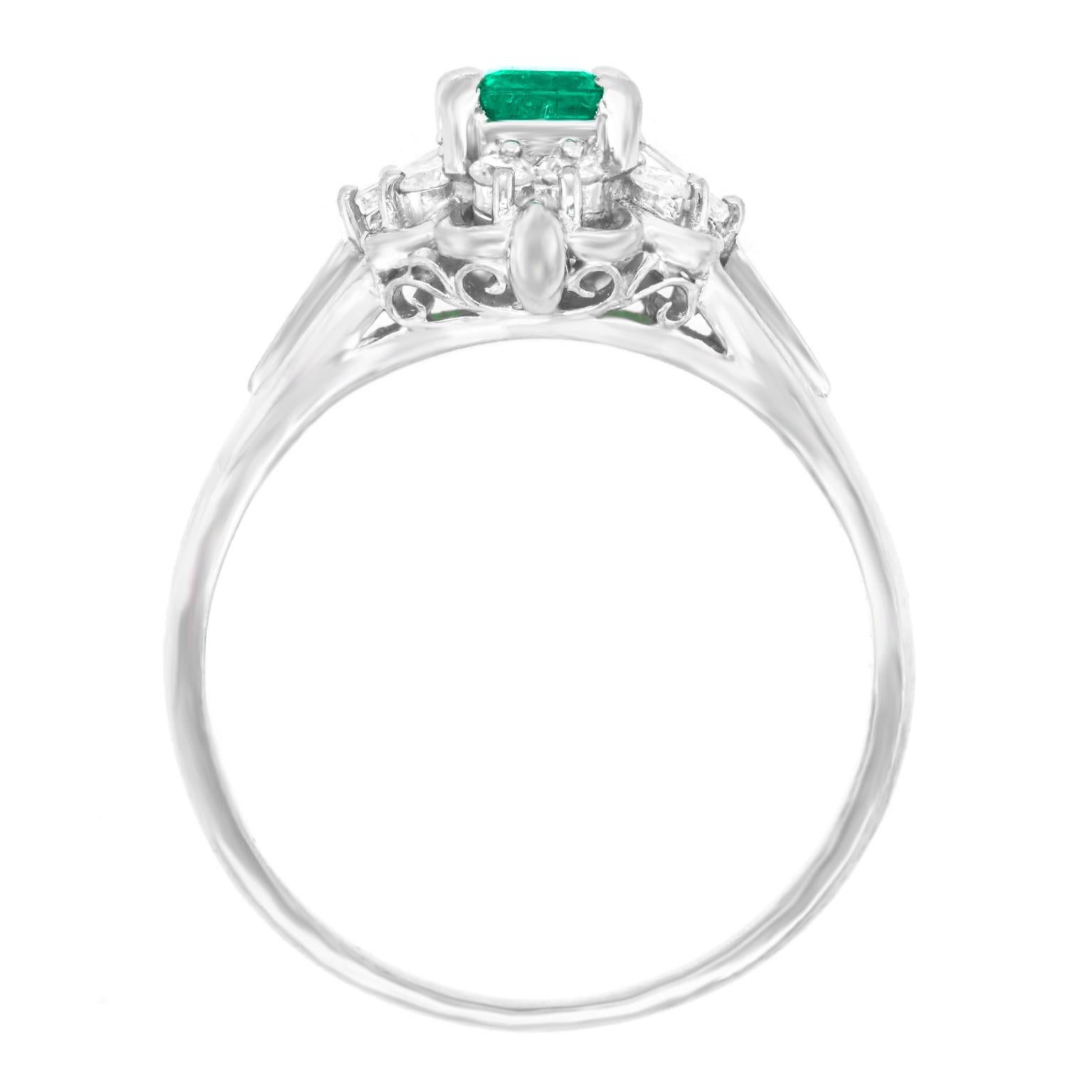 Retro 1950s Emerald and Diamond Ring For Sale 3