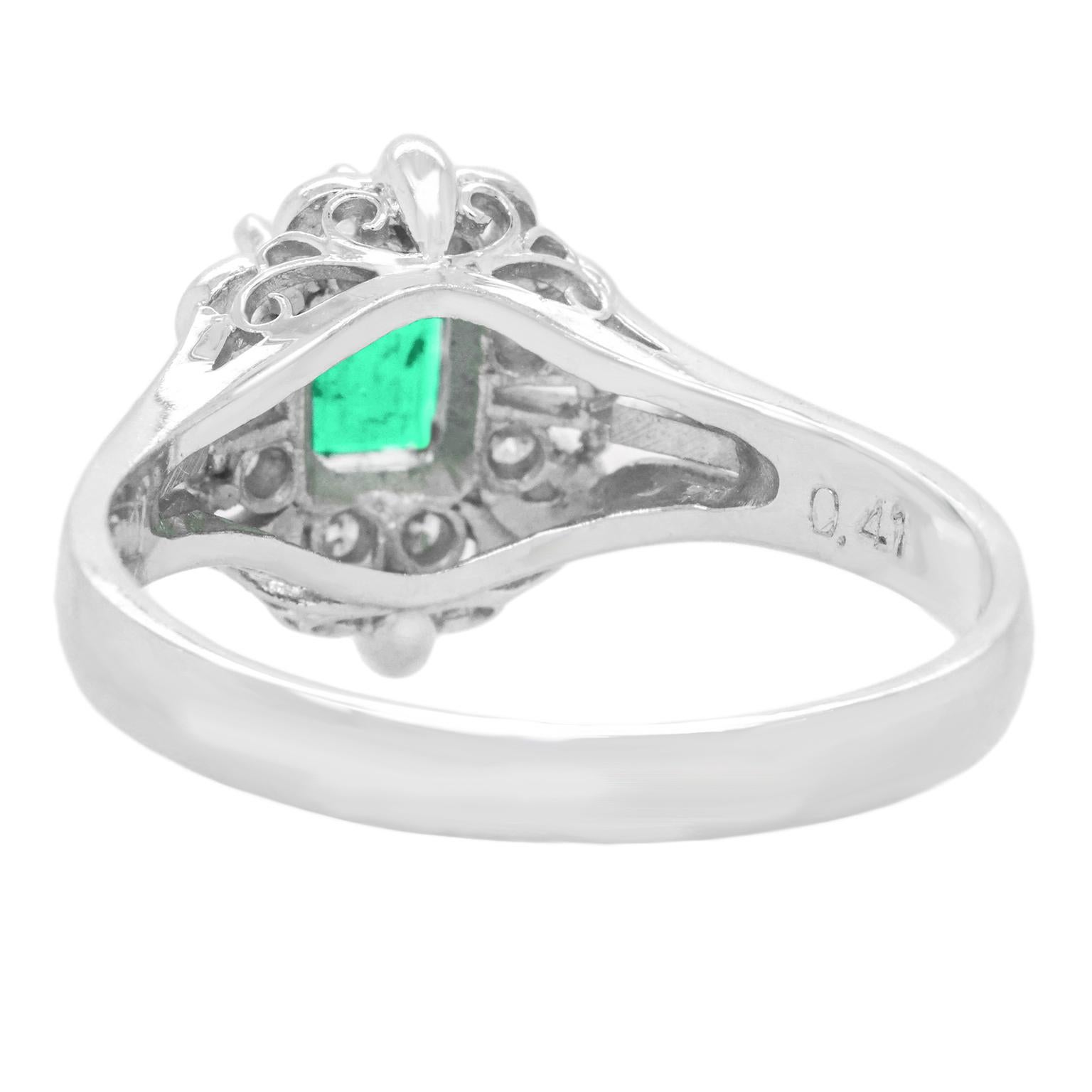 Retro 1950s Emerald and Diamond Ring For Sale 4