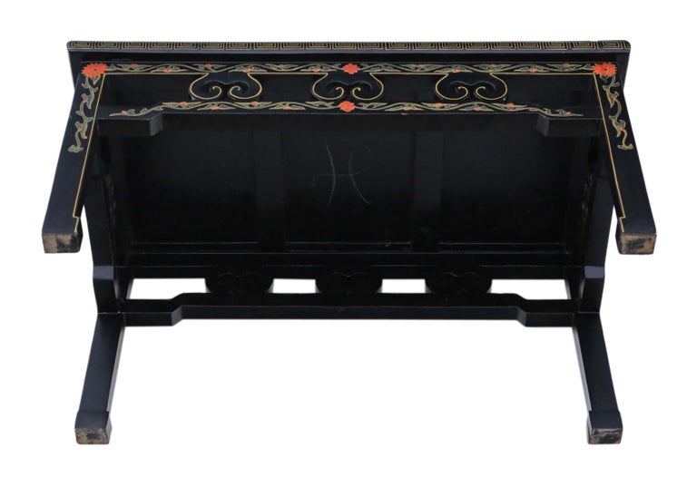 Retro Fine Quality Chinoiserie Chinese Decorated Black Lacquer Coffee