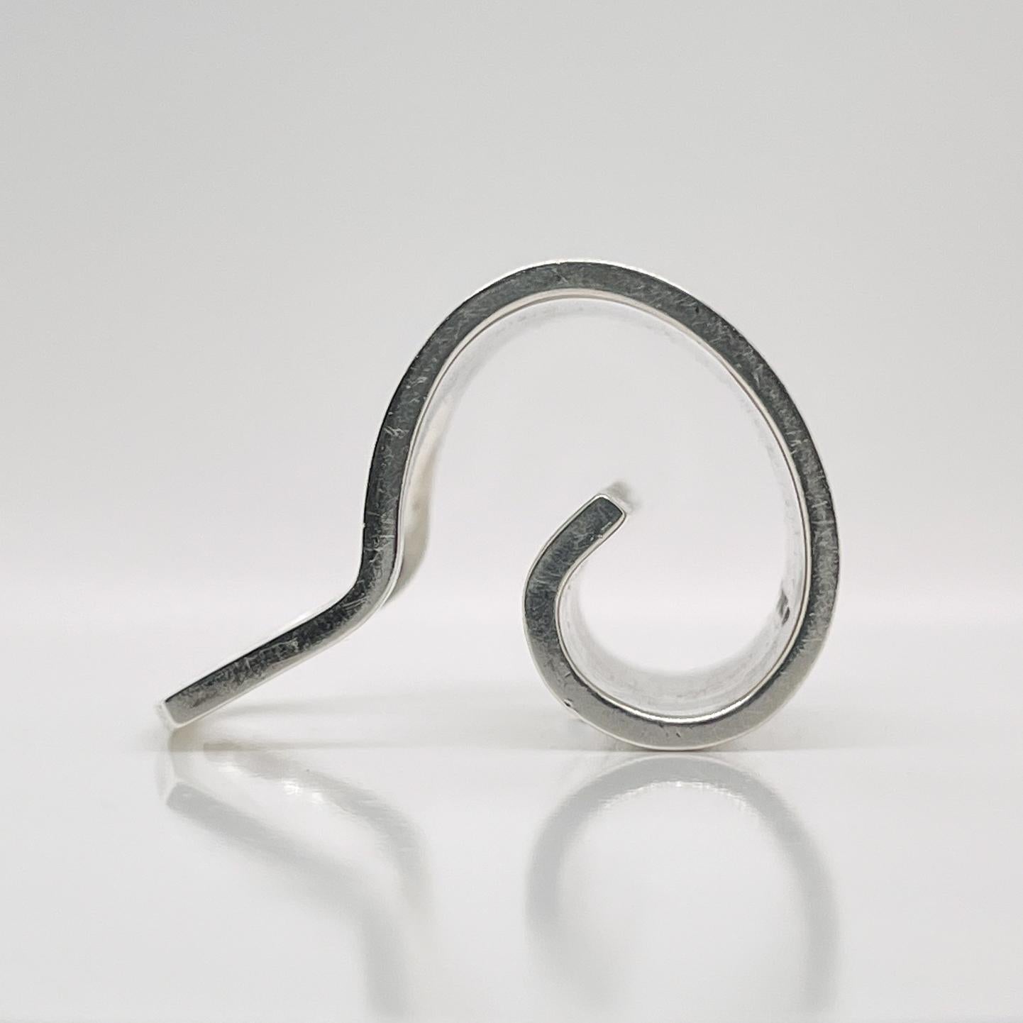 Retro Finnish Modernist Pekka Piekainen Sterling Silver Spiral Ring For Sale 5