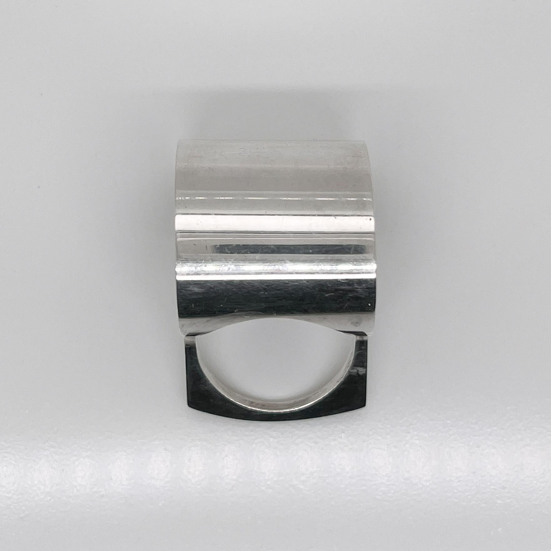 Retro Finnish Modernist Pekka Piekainen Sterling Silver Spiral Ring For Sale 6