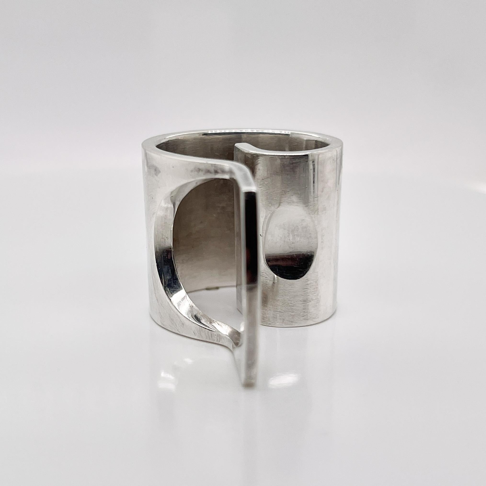 Retro Finnish Modernist Pekka Piekainen Sterling Silver Spiral Ring For Sale 8